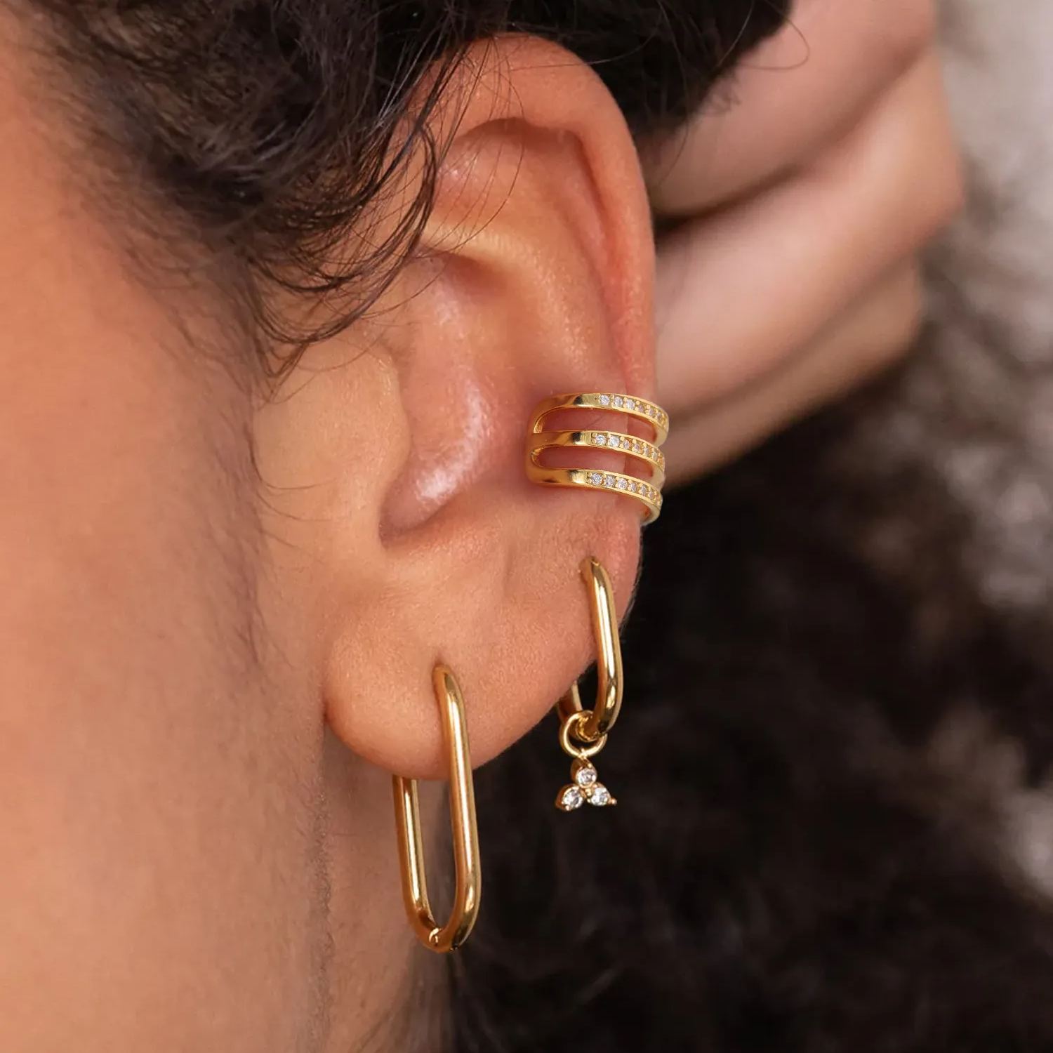 Sterling silver Three-Layer Earrings Clips for Her