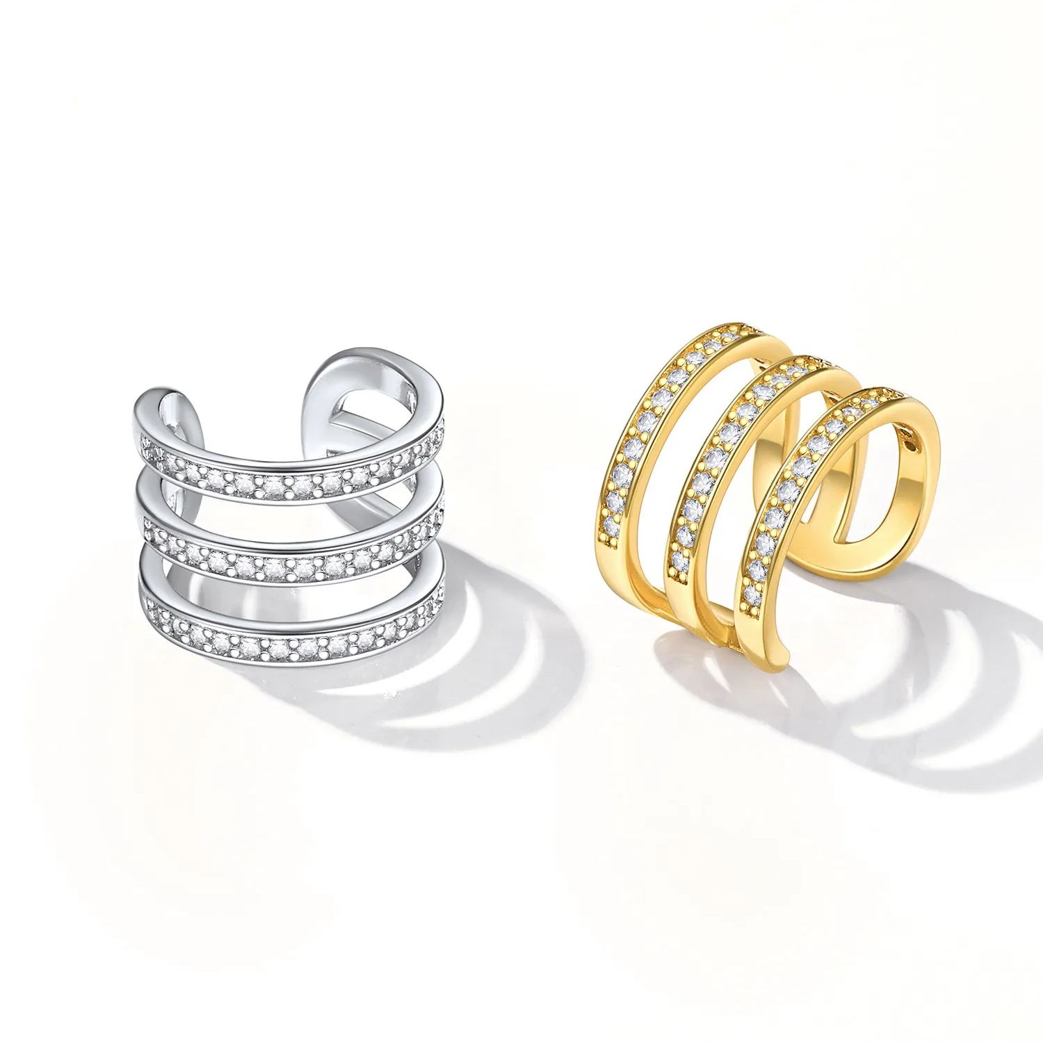 Sterling silver Three-Layer Earrings Clips for Her