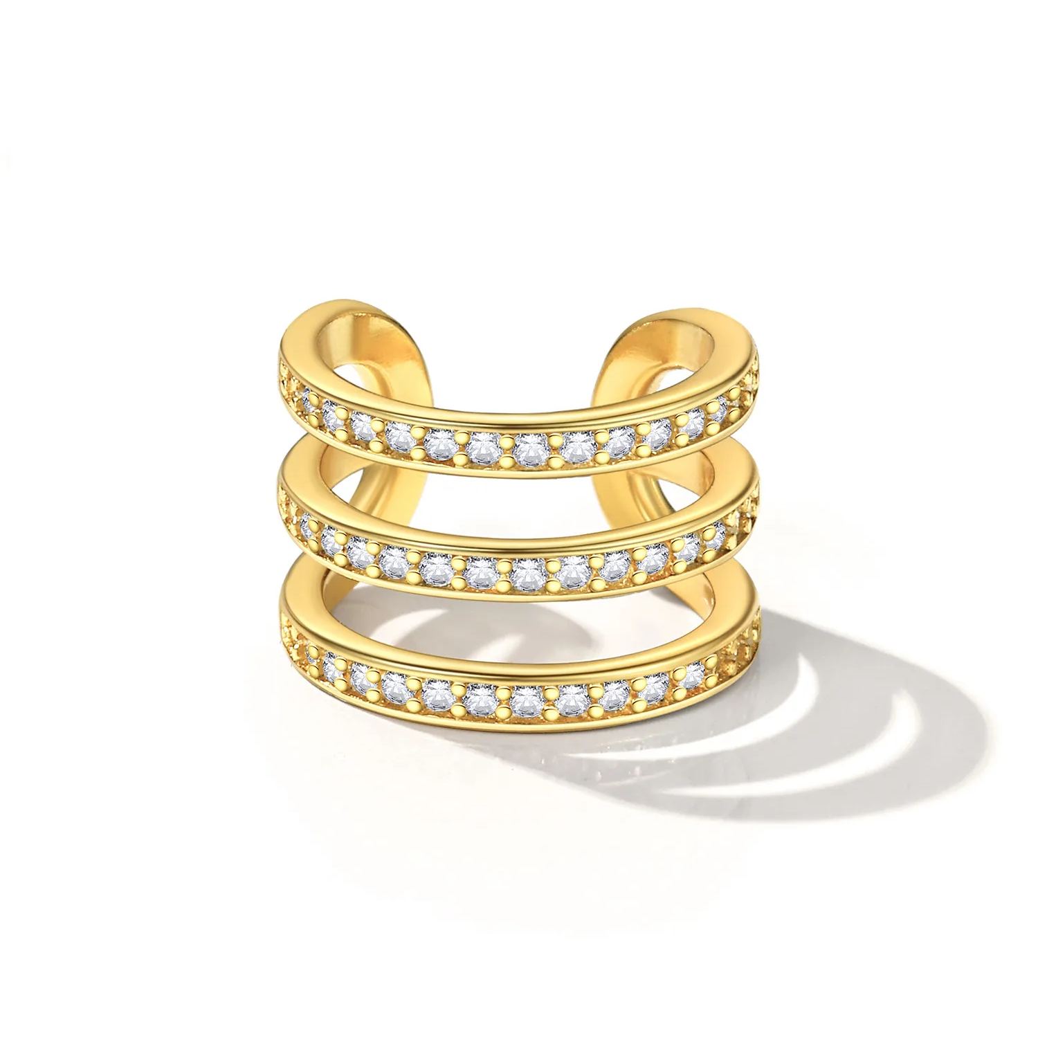 Sterling silver Three-Layer Earrings Clips for Her