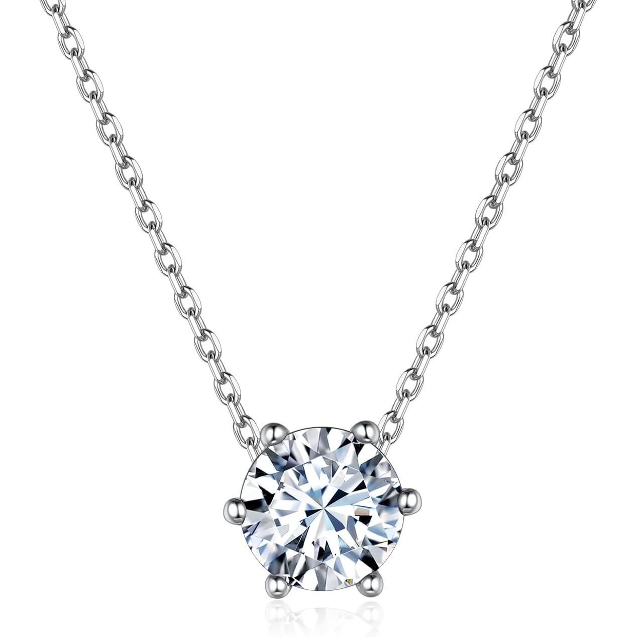 12 Months Sparkling Round Cut Created Birthstone Necklace for women, april birthstone, Diamond Jewelry, Aries Birthstone, Taurus Birthstone, birthstone necklace, gift idea