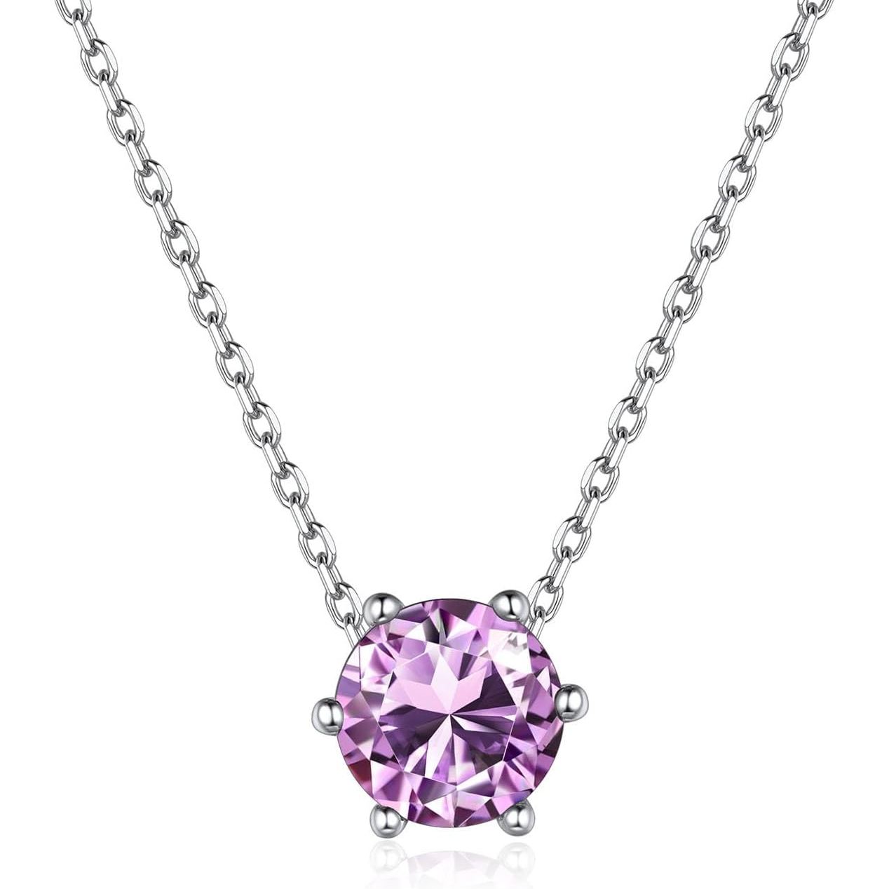 12 Months Sparkling Round Cut Created Birthstone Necklace for women, june birthstone, Alexandrite Jewelry, Gemini Birthstone, Cancer Birthstone, birthstone jewelry, gift idea
