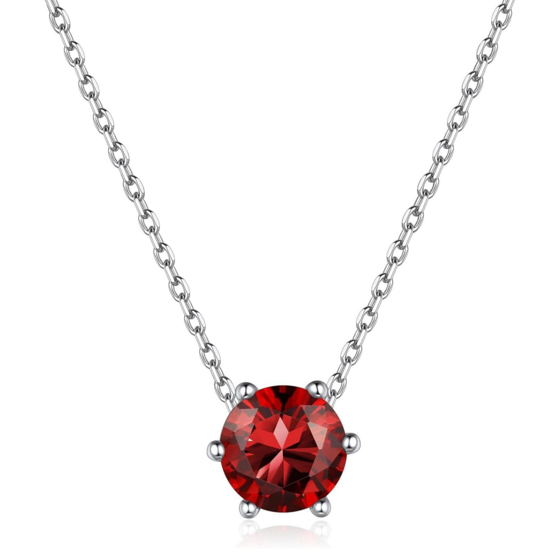 12 Months Sparkling Round Cut Created Birthstone Pendant Necklace