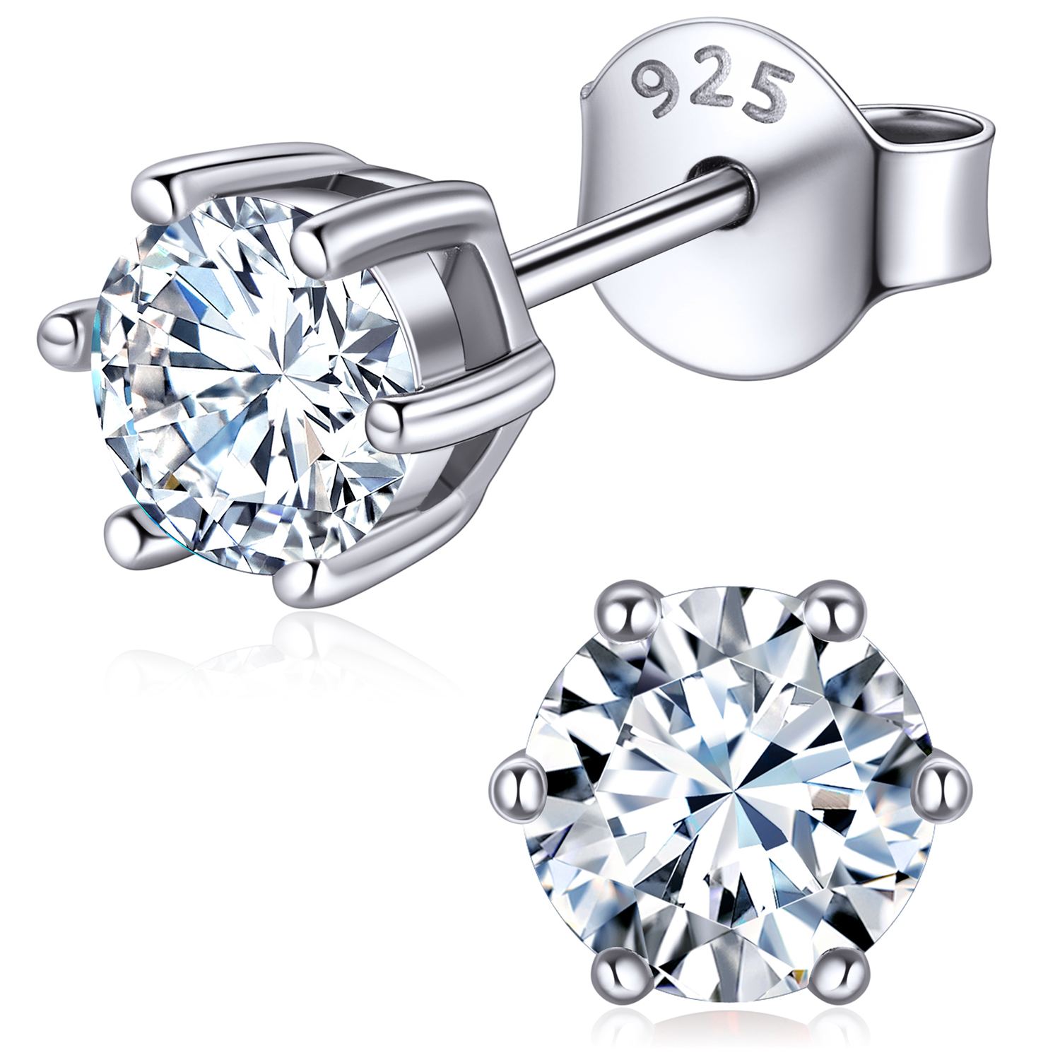 12 Months Sparkling Round Birthstone Halo Stud Earrings, april birthstone, Diamond Jewelry, Aries Birthstone, Taurus Birthstone, sterling silver earrings, gift idea