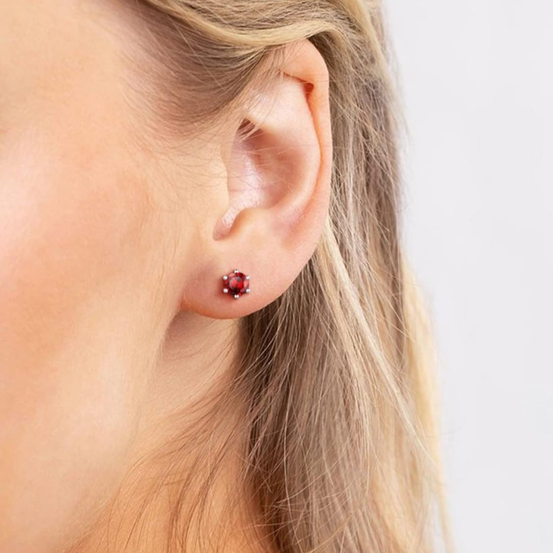 12 Months Sparkling Round Birthstone Halo Stud Earrings,  jan birthstone, Garnet Necklace, Capricorn Birthstone, Aquarius Birthstone, sterling silver earrings, gift idea
