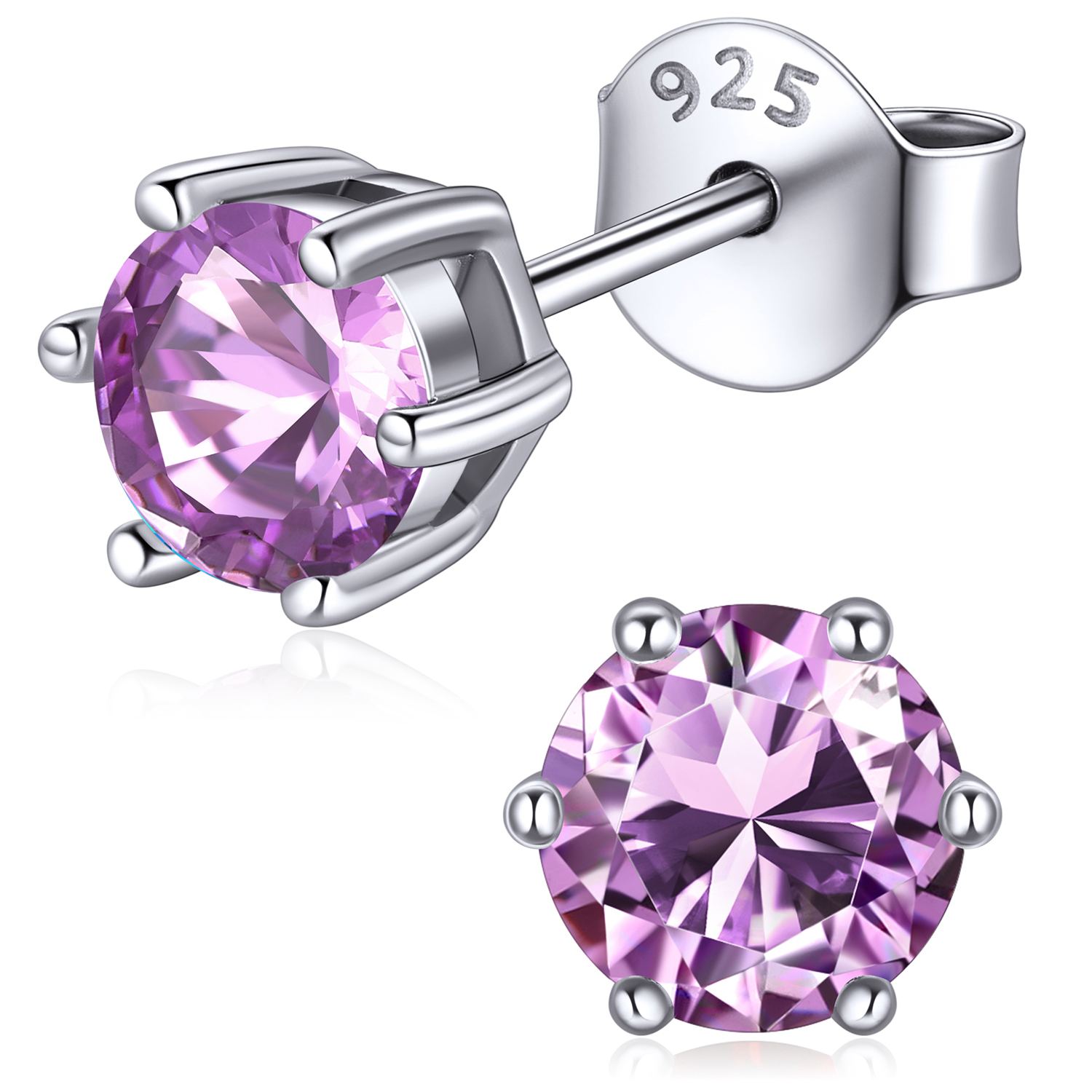 12 Months Sparkling Round Birthstone Halo Stud Earrings for women, june birthstone, Alexandrite Jewelry, Gemini Birthstone, Cancer Birthstone, birthstone jewelry, gift idea