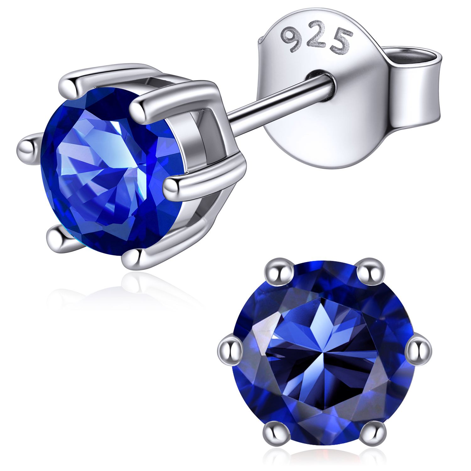 12 Months Sparkling Round Birthstone Halo Stud Earrings for women, september birthstone, Sapphire Jewelry, Virgo Birthstone, Libra Birthstone, sterling silver jewlery, gift idea