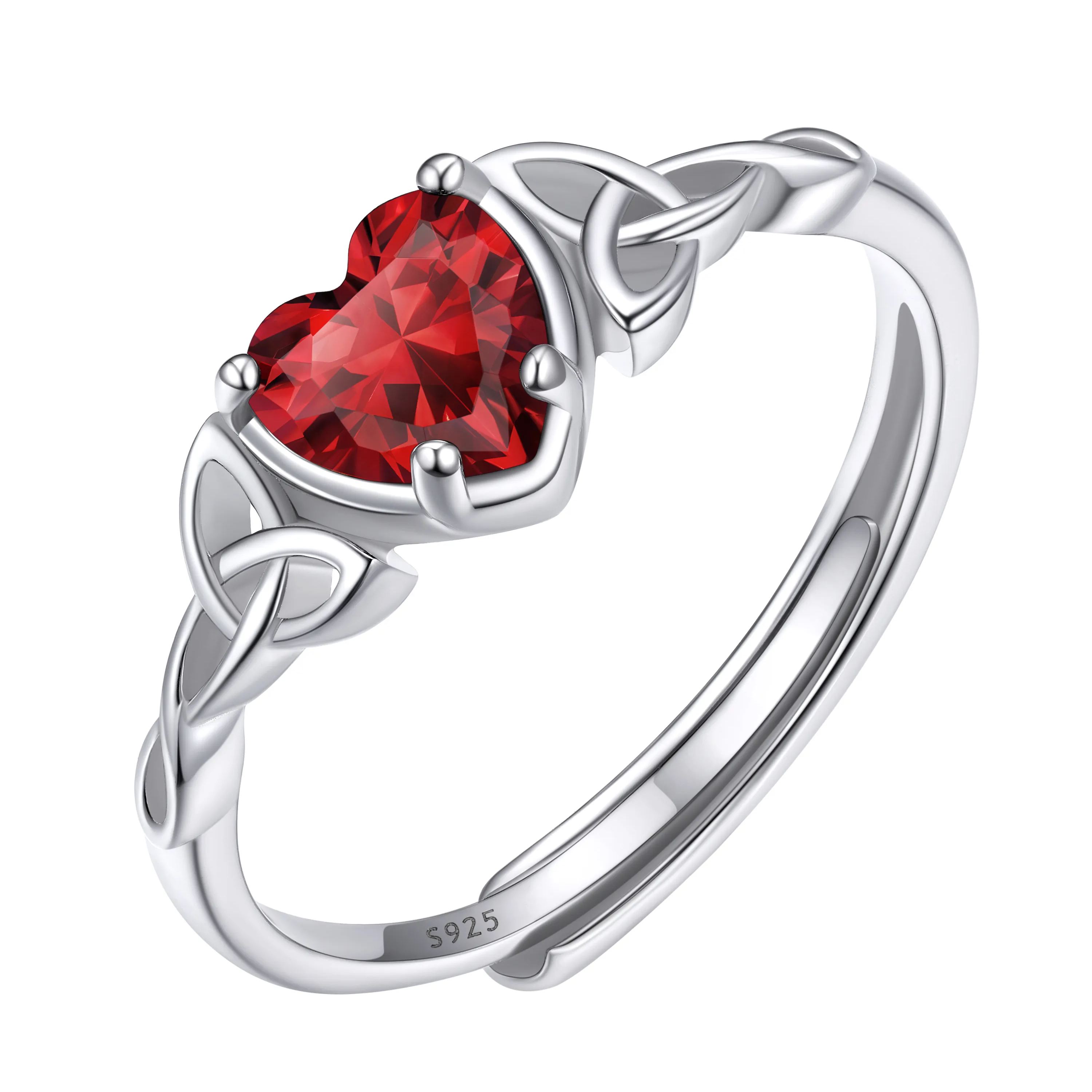 12 Months Celtic Knot & Heart Shape Birthstone Promise Rings for Women