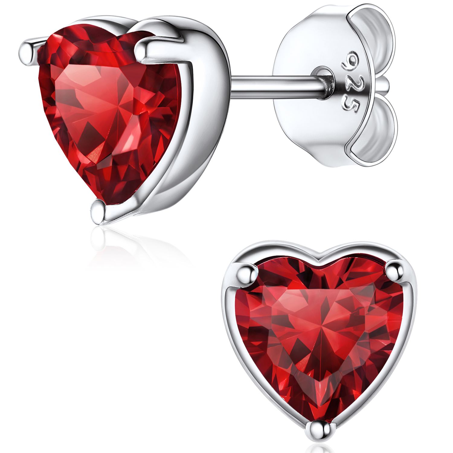 Heart Birthstone Halo Stud Earrings for women