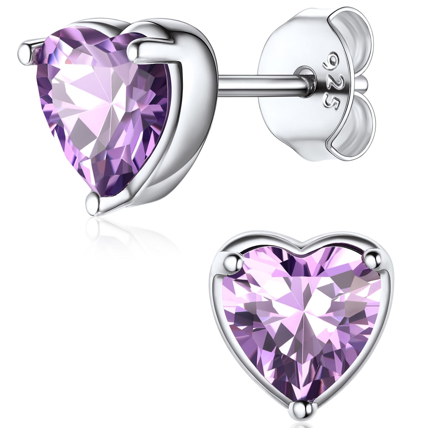Heart Birthstone Halo Stud Earrings for women, june birthstone, Alexandrite Jewelry, Gemini Birthstone, Cancer Birthstone, birthstone jewelry, gift idea
