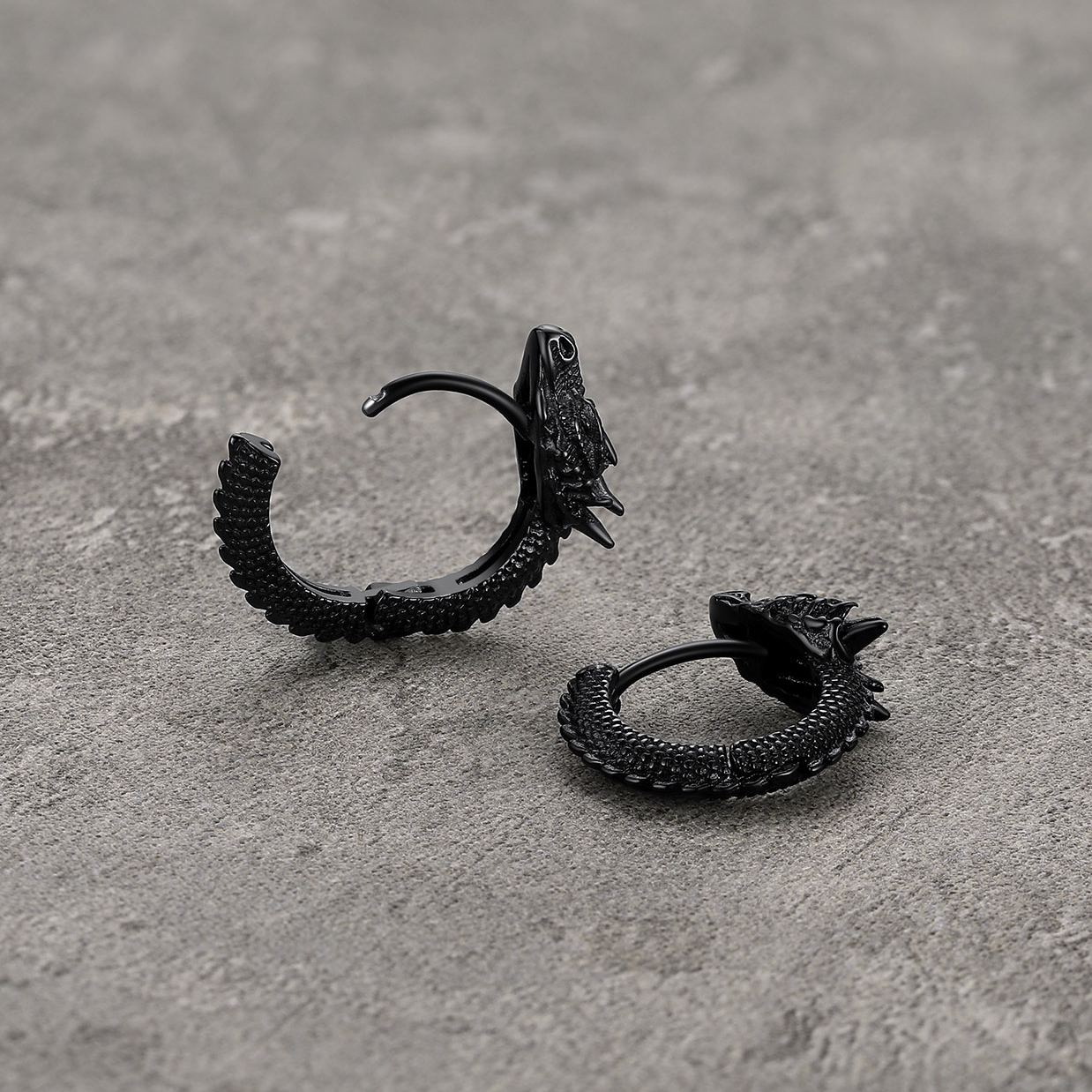 Sterling Silver Dragon Huggie Earrings for Her Men