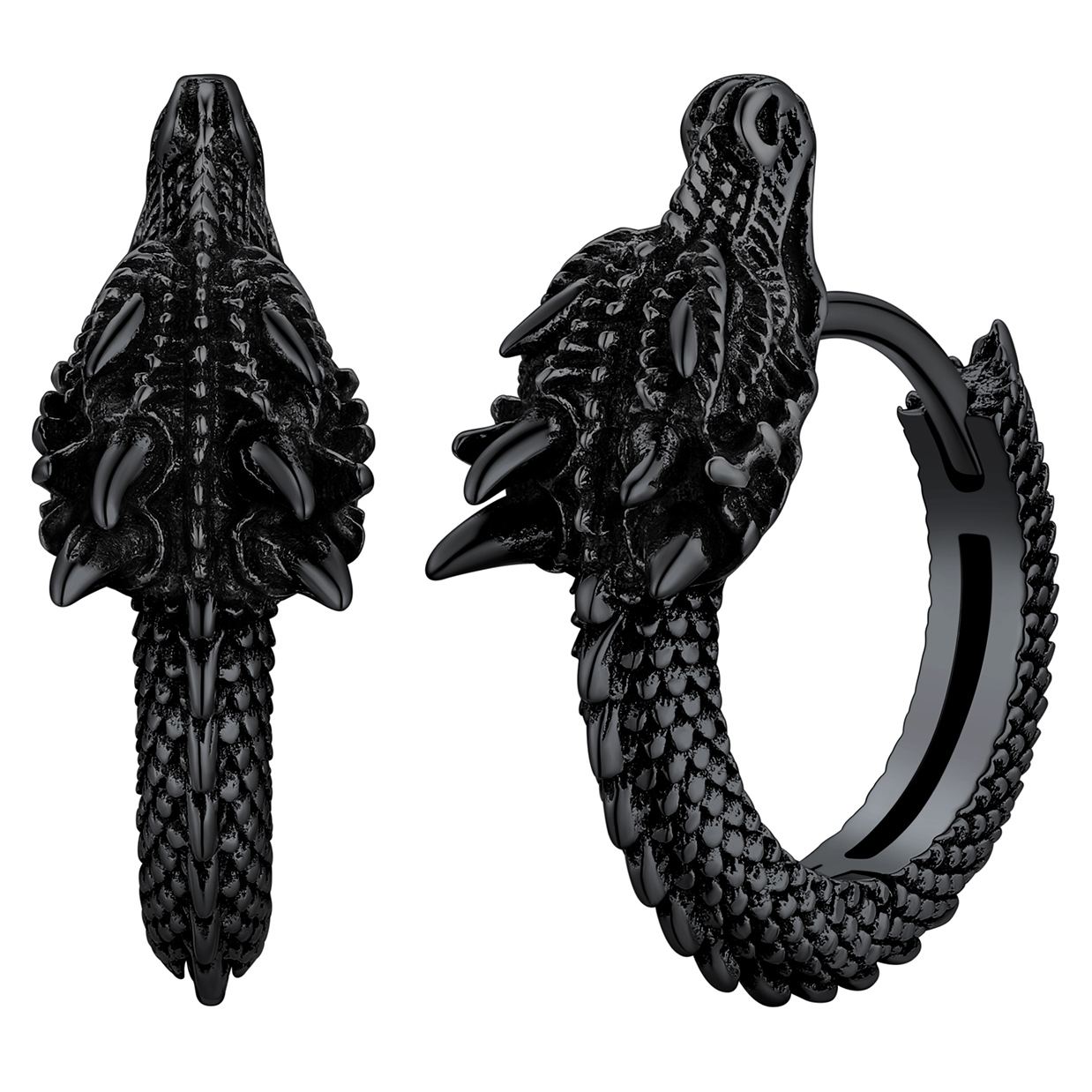 Sterling Silver Dragon Huggie Earrings for Her Men