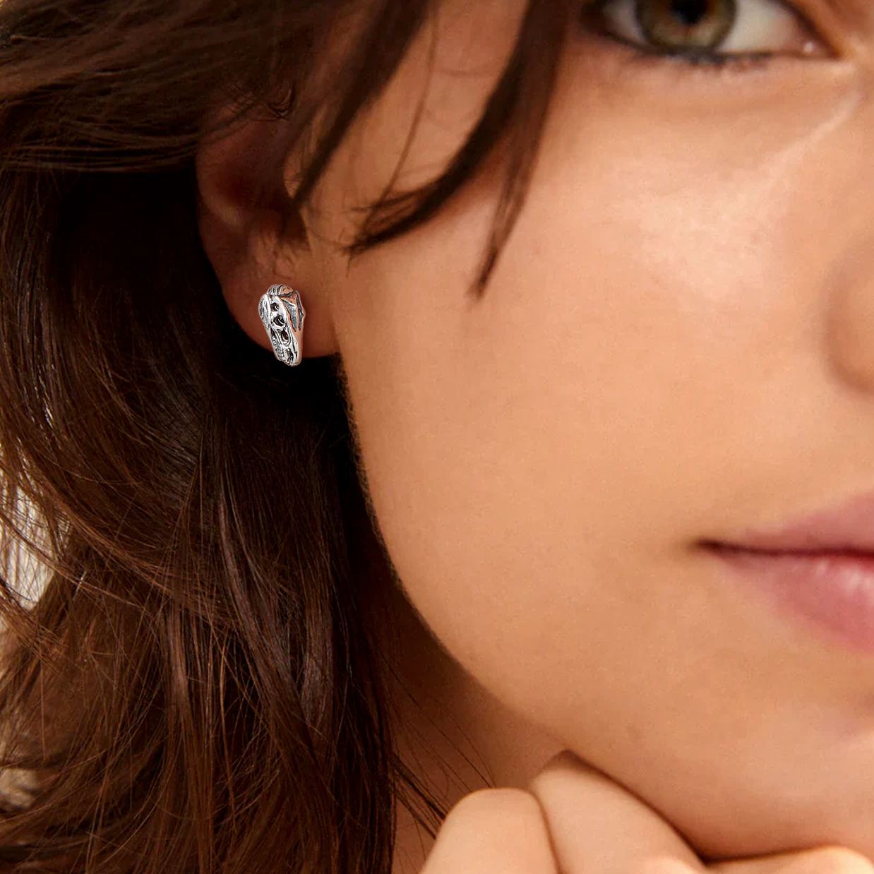 Sterling Silver 3D T-Rex Skull Stud Earrings for women