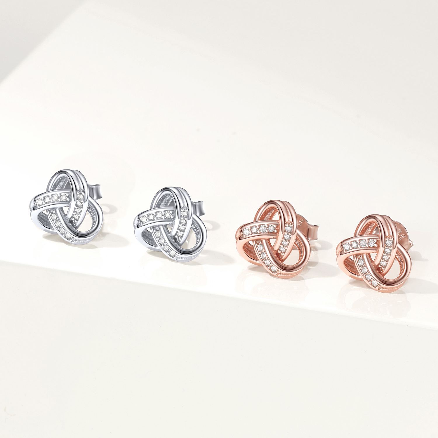 Sterling Silver Love Knot studs Earrings for Her 