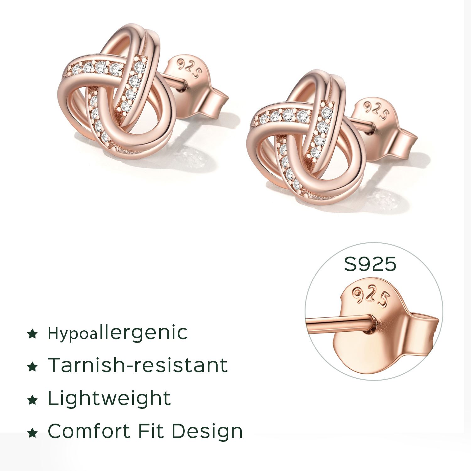 Sterling Silver Love Knot studs Earrings for Her 