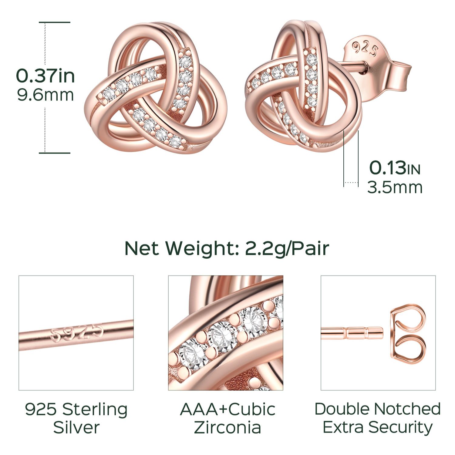 Sterling Silver Love Knot studs Earrings for Her 