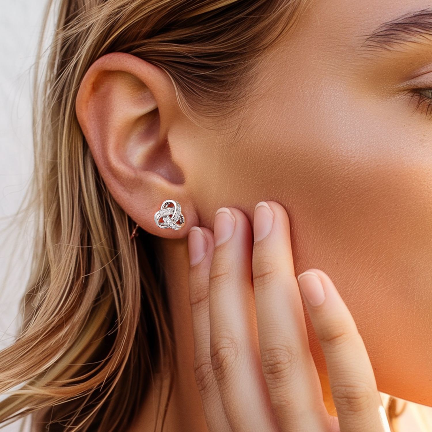 Sterling Silver Love Knot studs Earrings for Her 