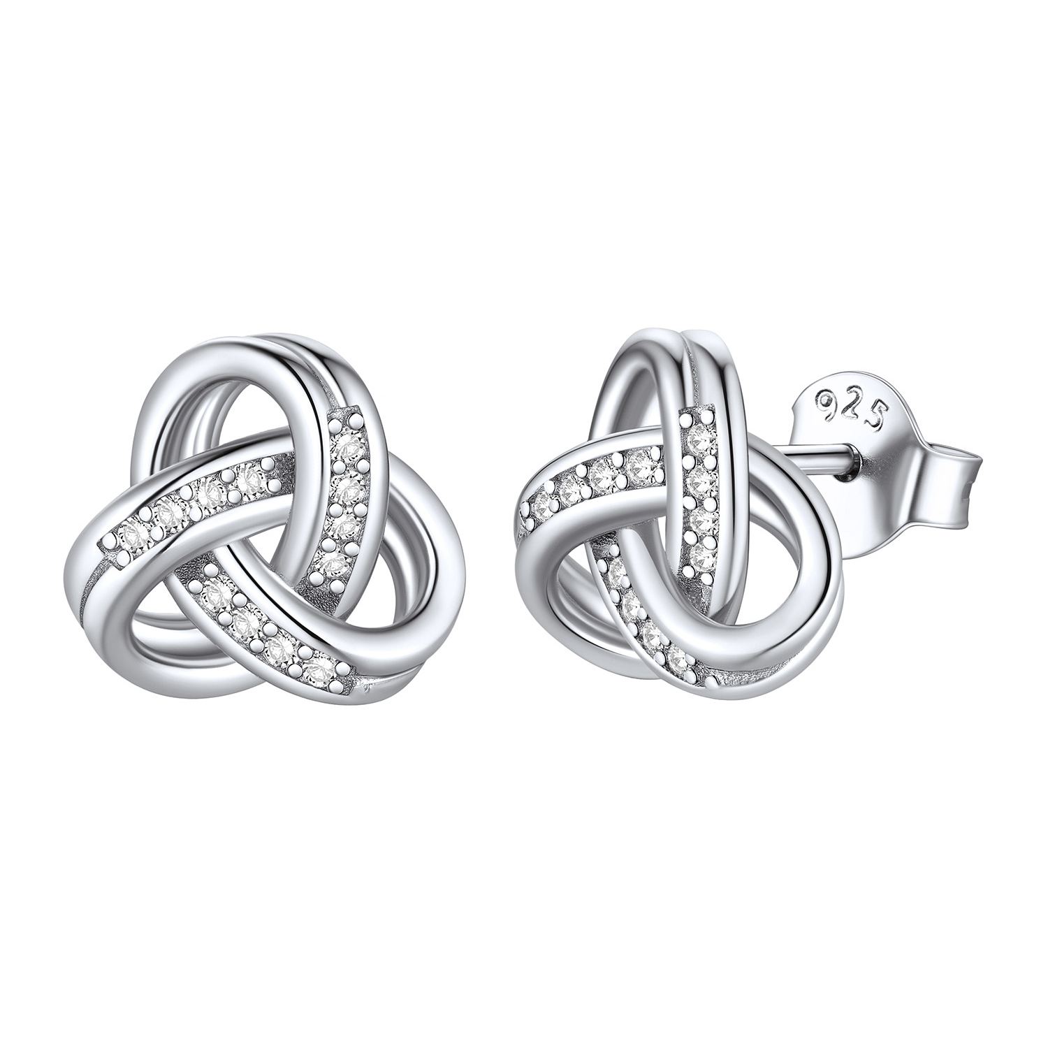 Sterling Silver Love Knot studs Earrings for Her 