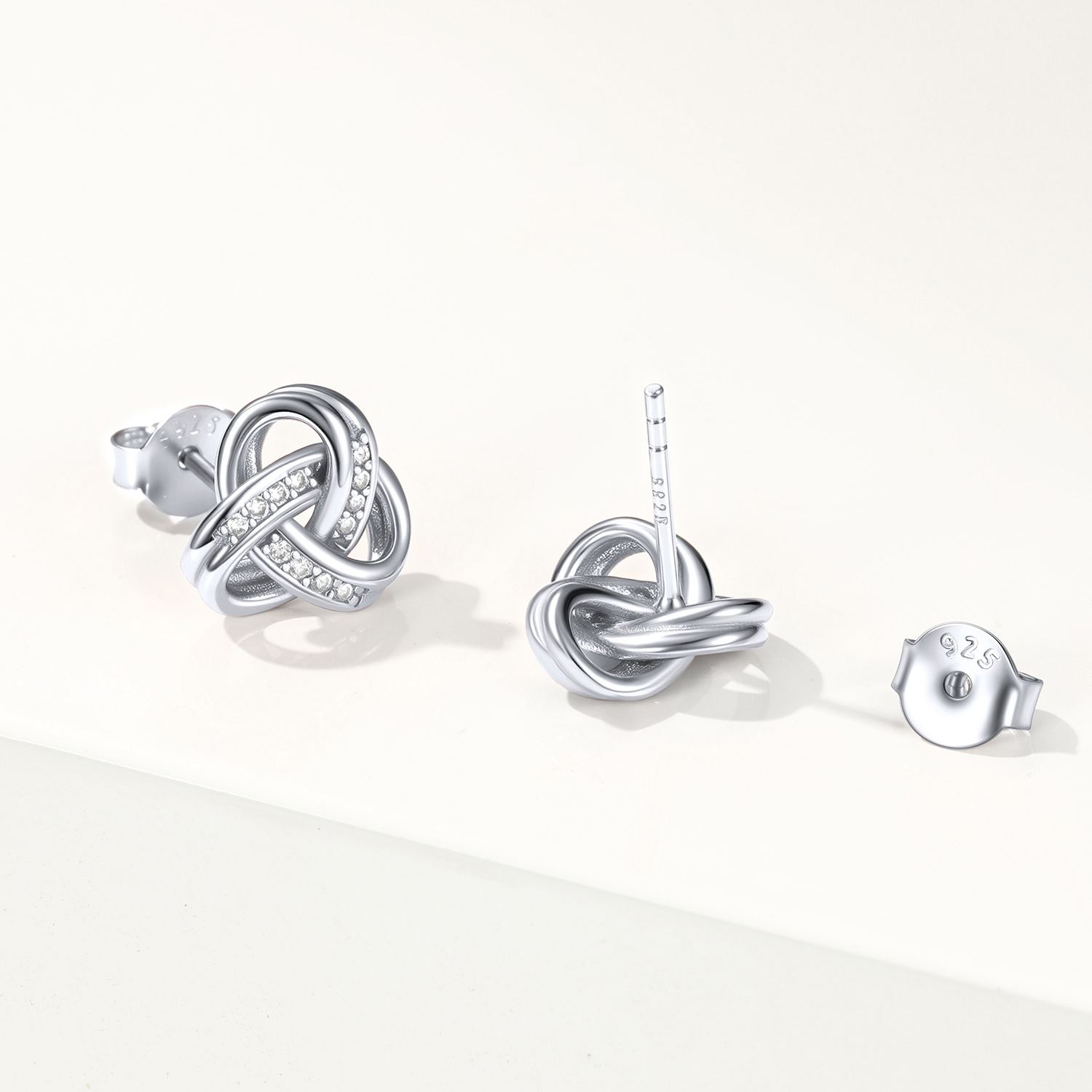 Sterling Silver Love Knot studs Earrings for Her 
