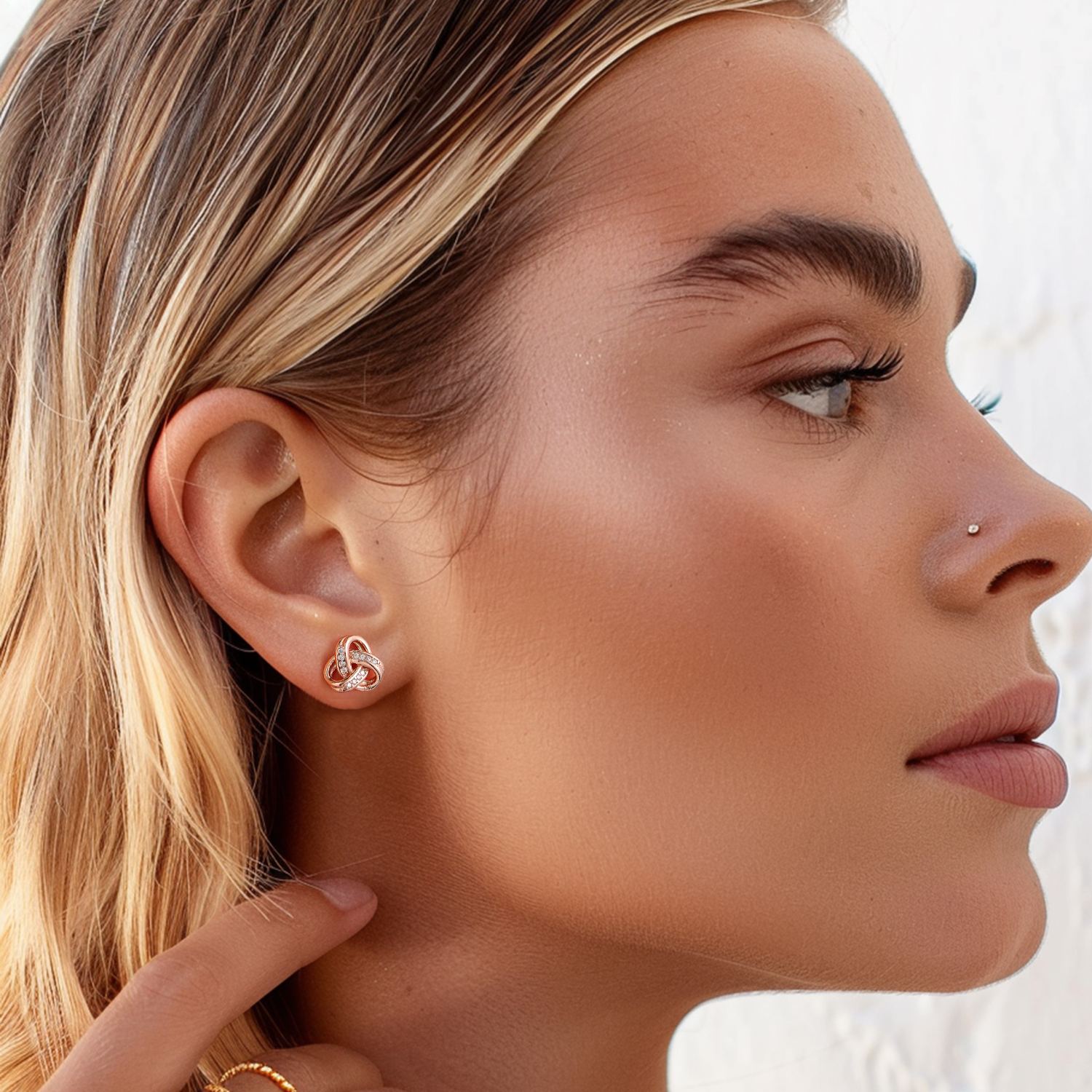Sterling Silver Love Knot studs Earrings for Her 