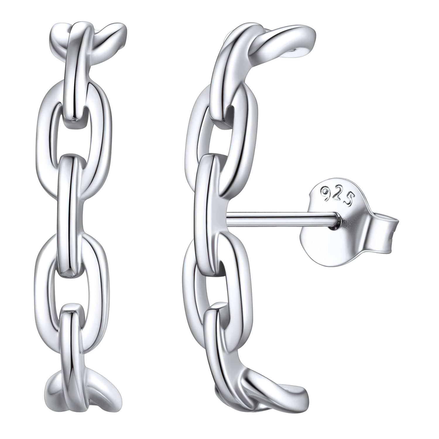 Sterling Silver Chain Stud Earrings for Her