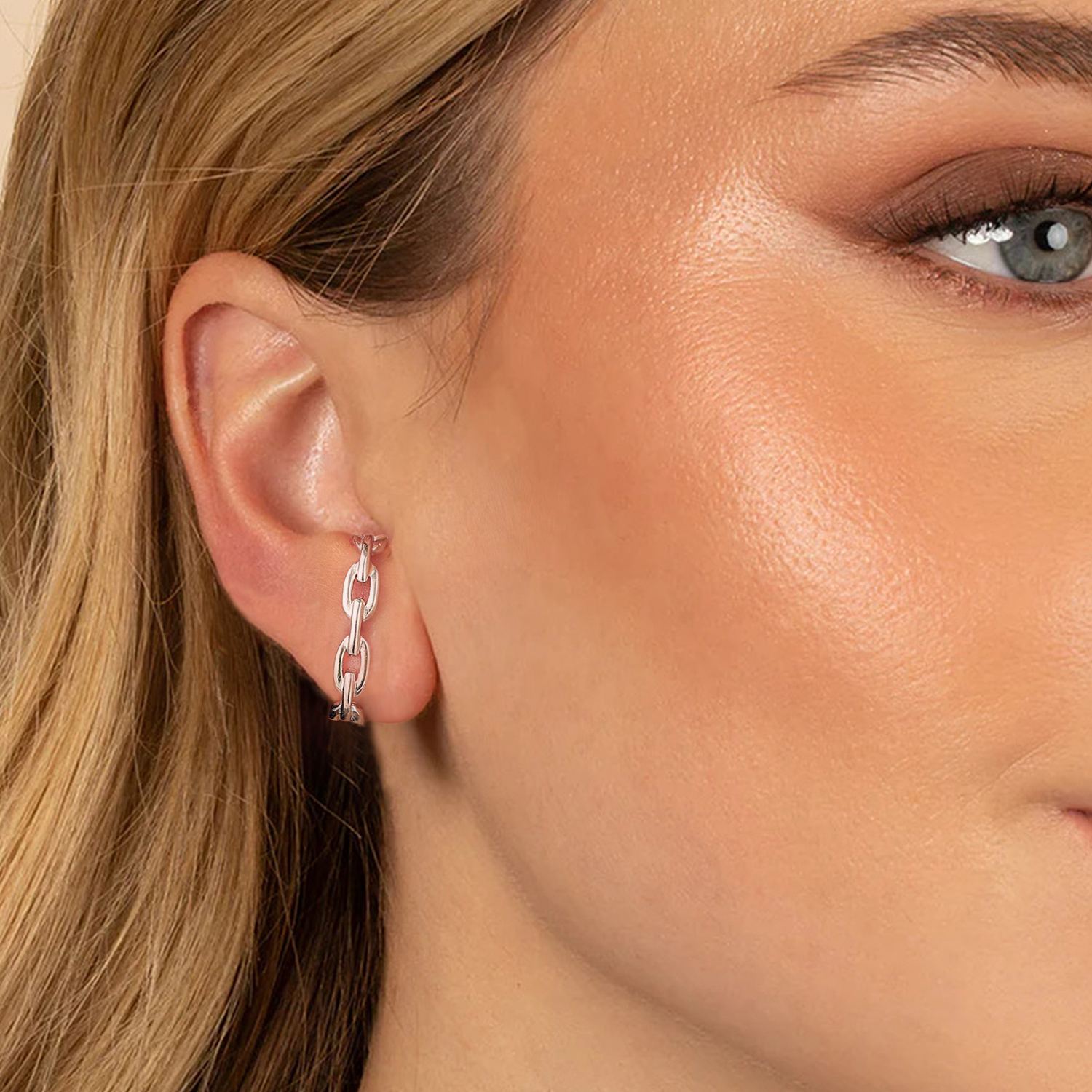 Sterling Silver Chain Stud Earrings for Her