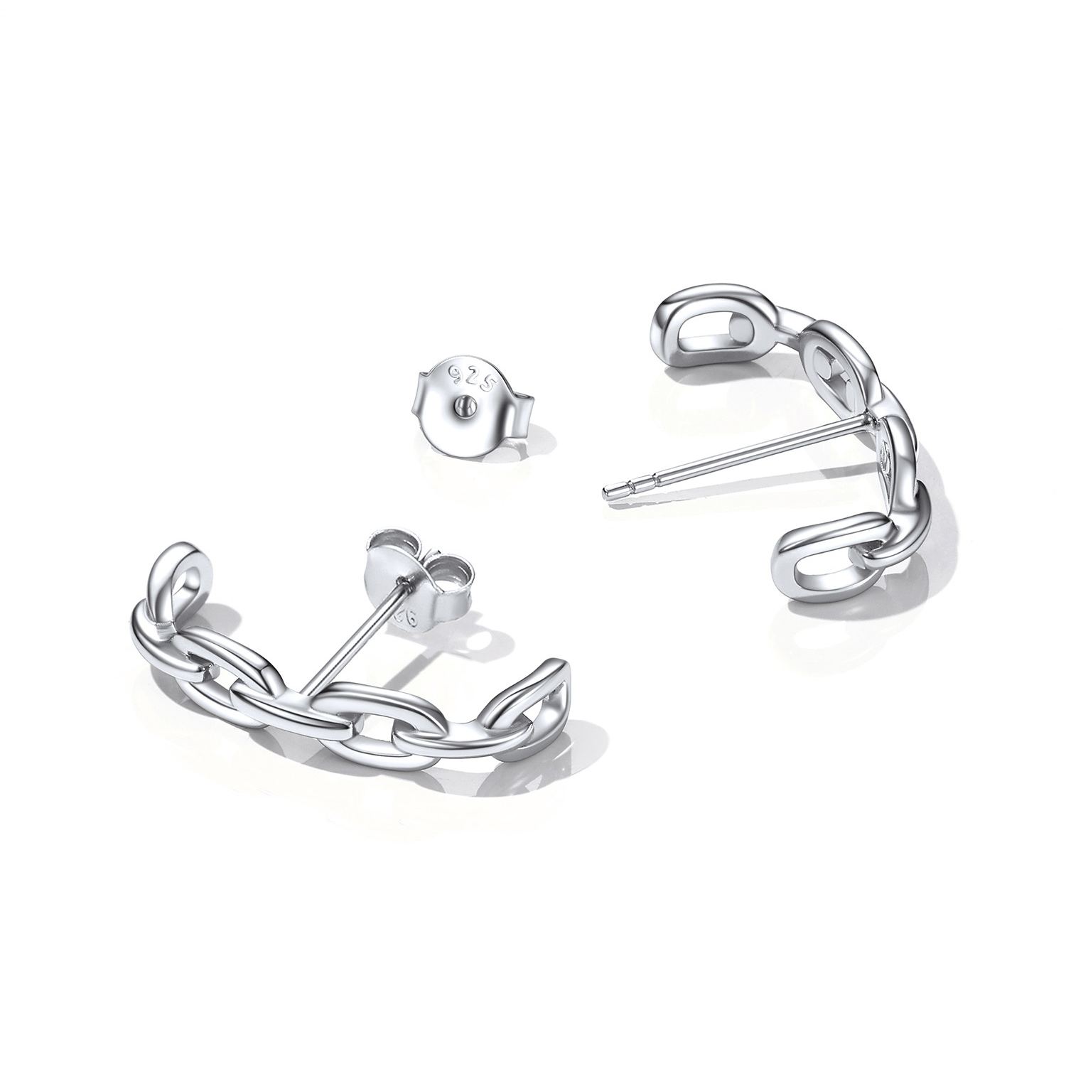 Sterling Silver Chain Stud Earrings for Her
