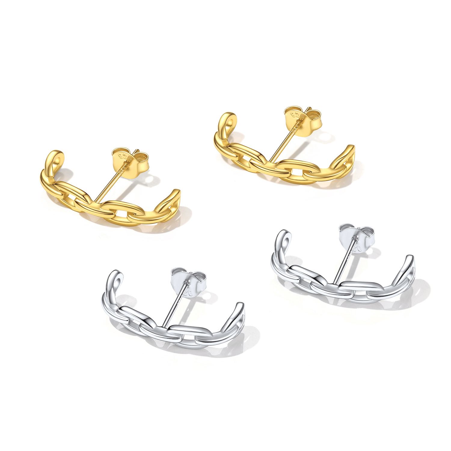 Sterling Silver Chain Stud Earrings for Her