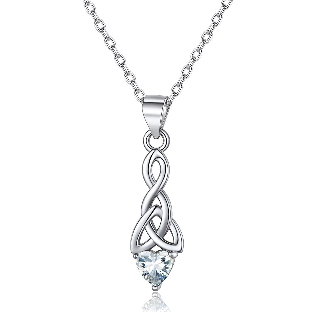 Sparkling Heart Birthstone Celtic Knot Pendant Necklace for Women, april birthstone, Diamond Jewelry, Aries Birthstone, Taurus Birthstone, birthstone necklace, gift idea