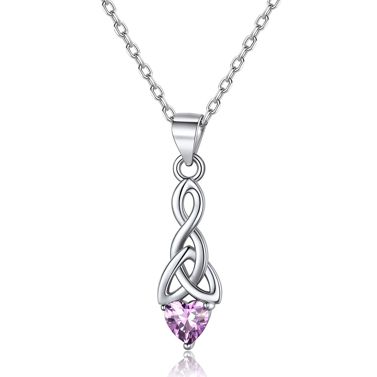 Sparkling Heart Birthstone Celtic Knot Pendant Necklace for Women, june birthstone, Alexandrite Jewelry, Gemini Birthstone, Cancer Birthstone, birthstone jewelry, gift idea