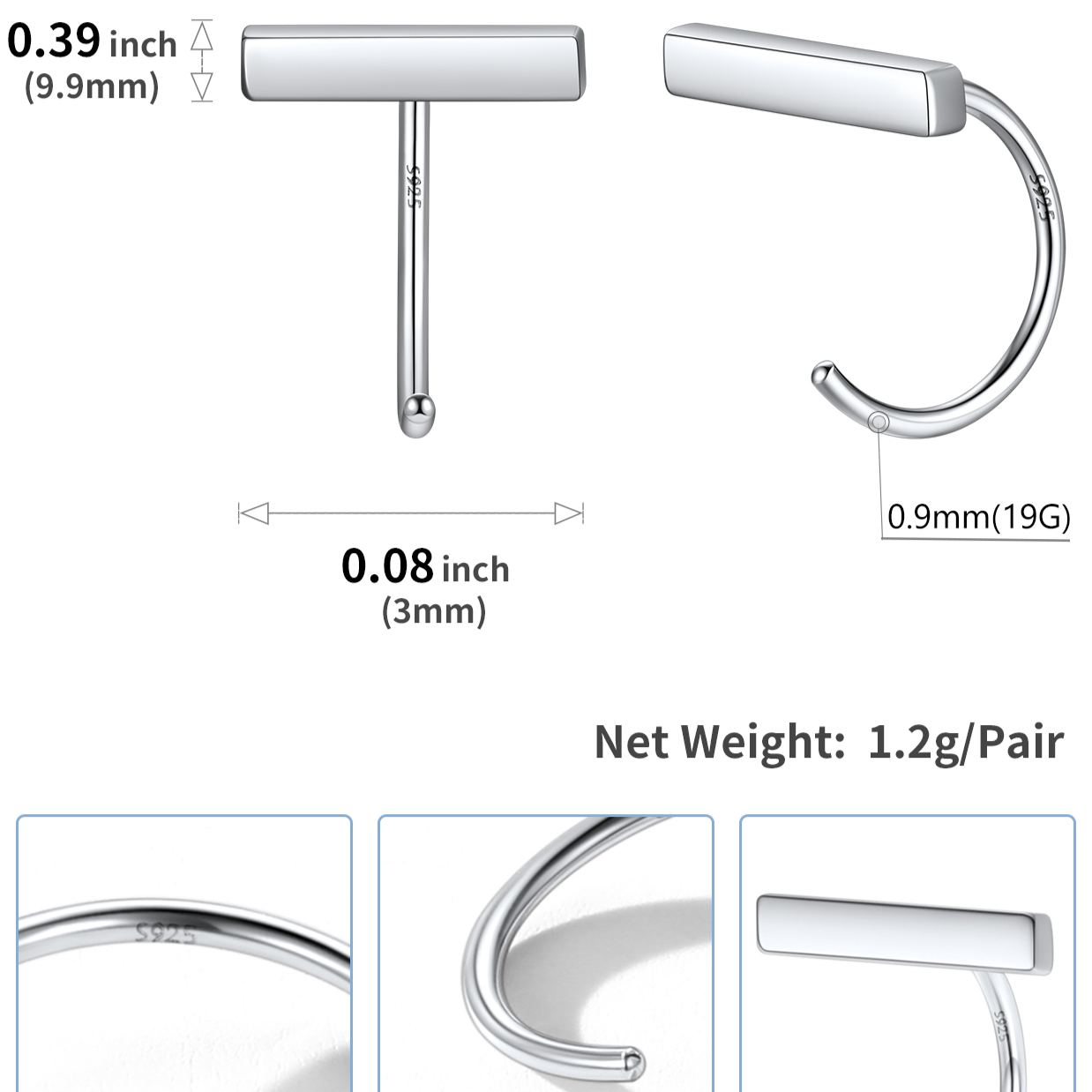 [Copy]Sterling Silver Zirconia Stud Earrings For Men&Women