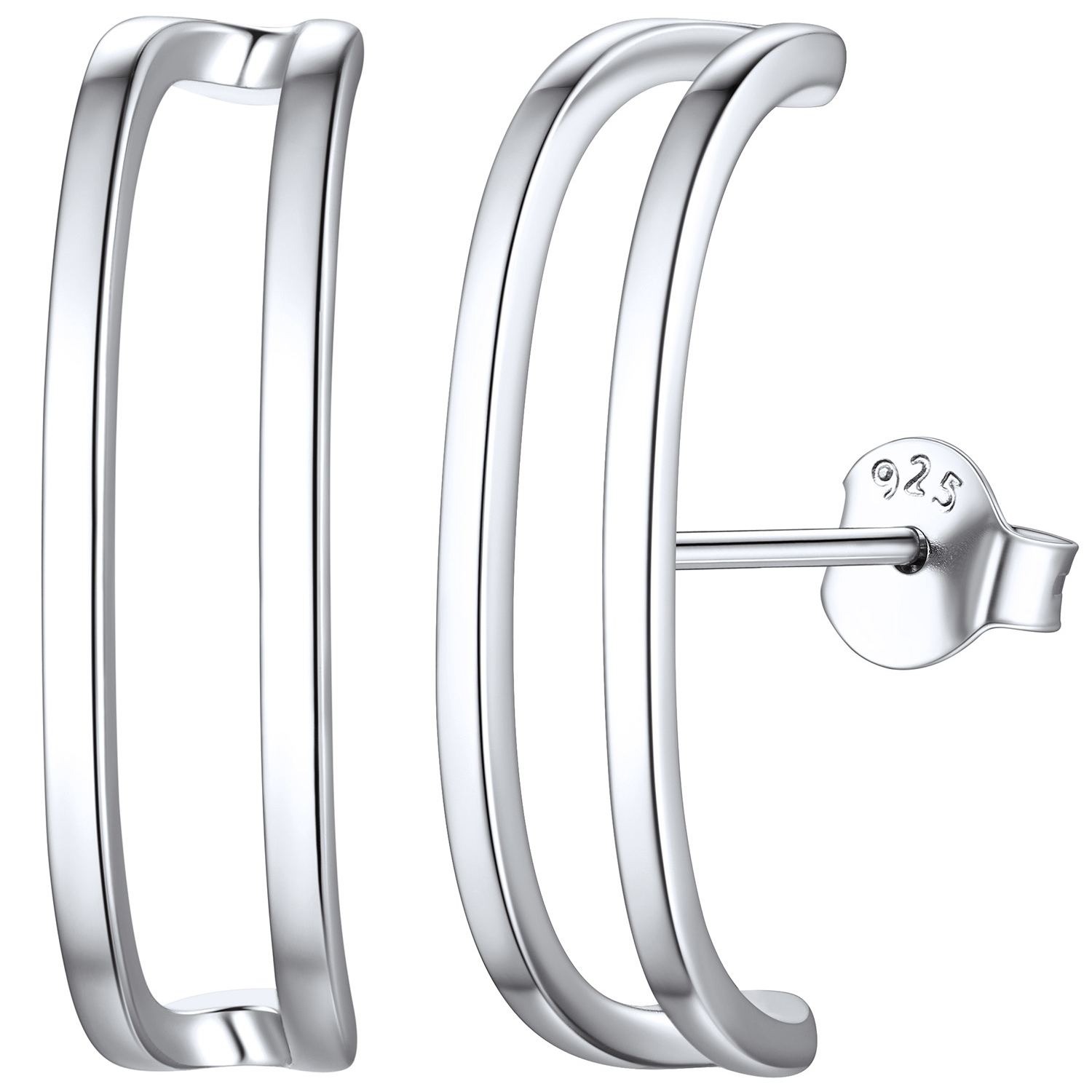 Sterling Silver Double C Wrap Earrings Stud Earrings for Her