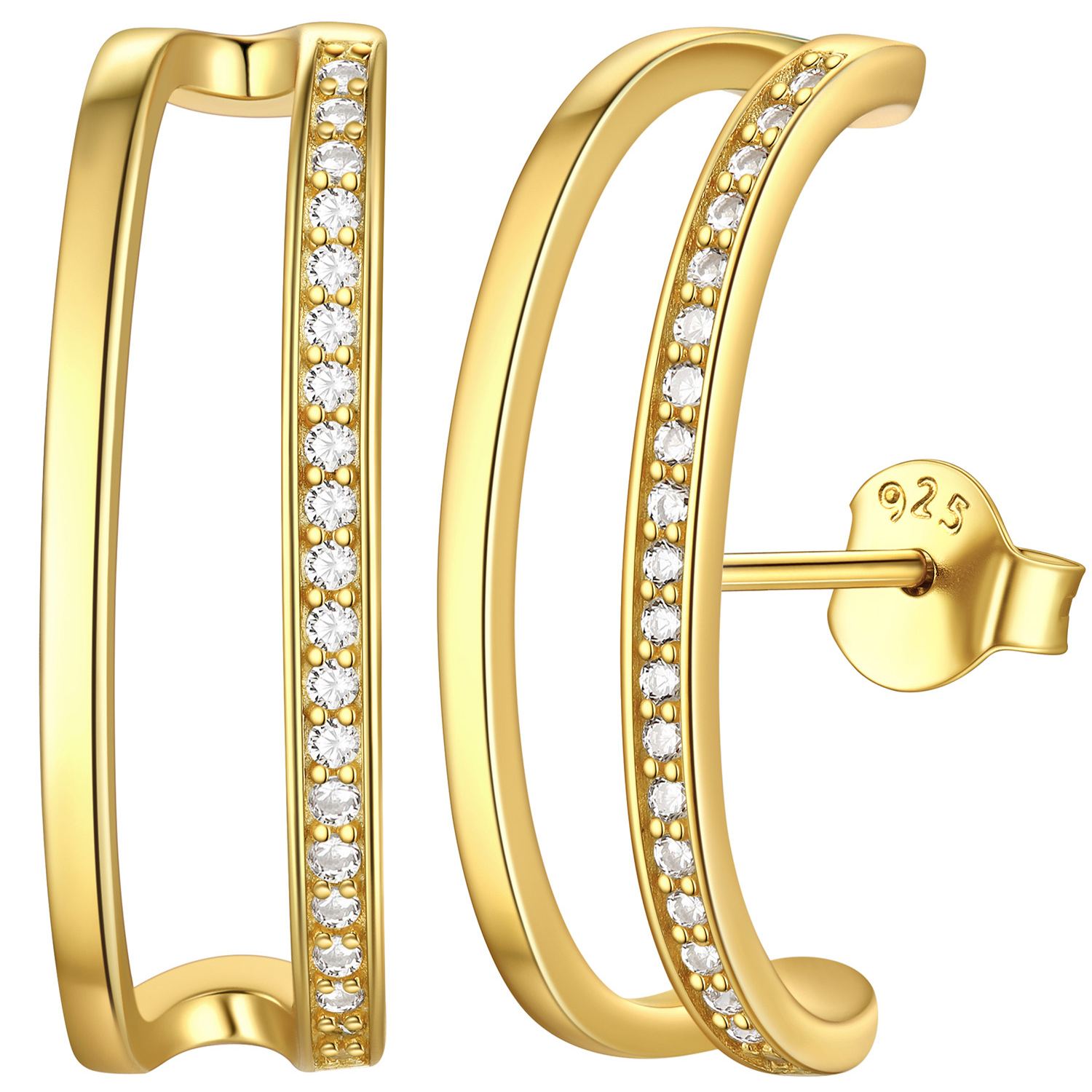 Sterling Silver Double C Wrap Earrings Stud Earrings for Her
