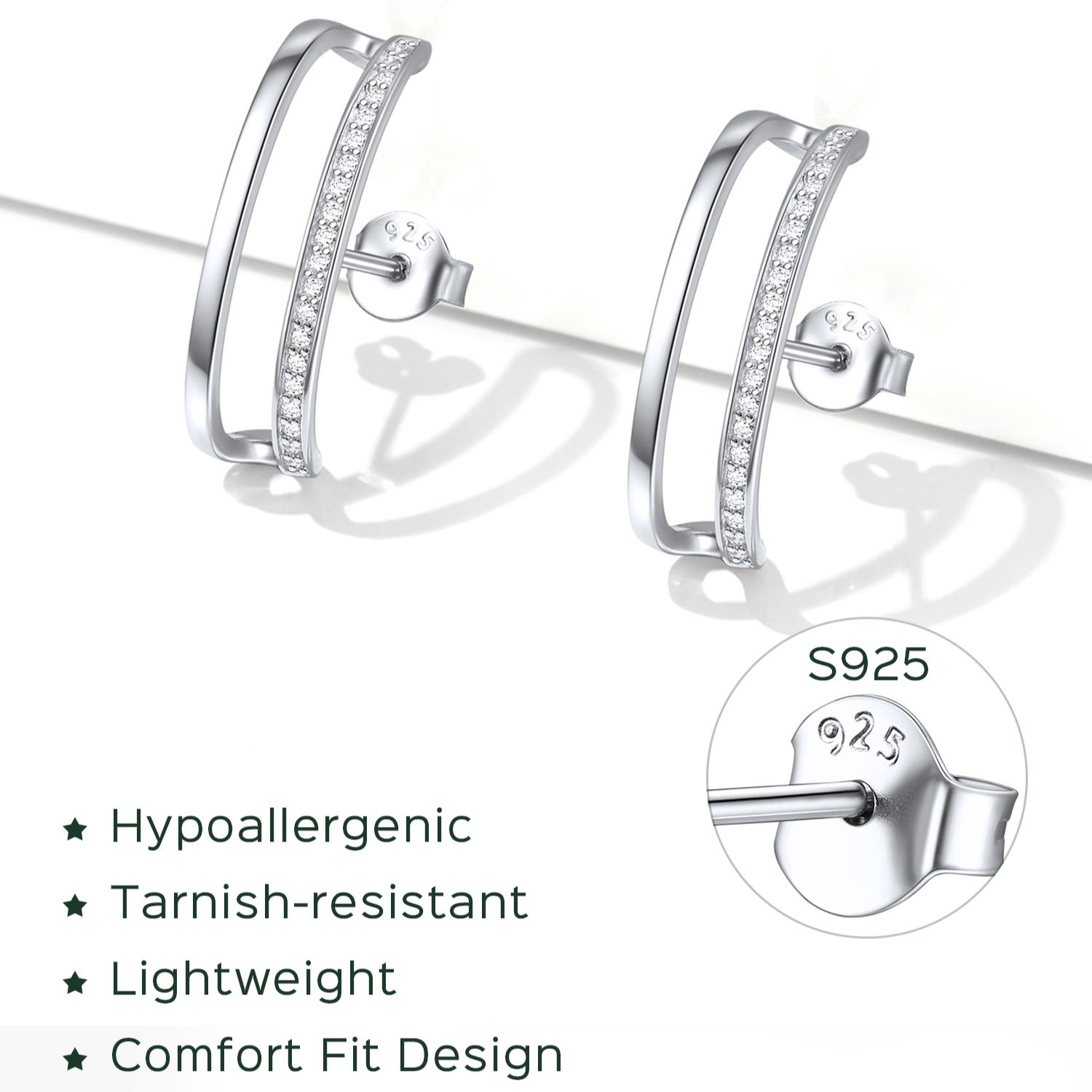 Sterling Silver Double C Wrap Earrings Stud Earrings for Her