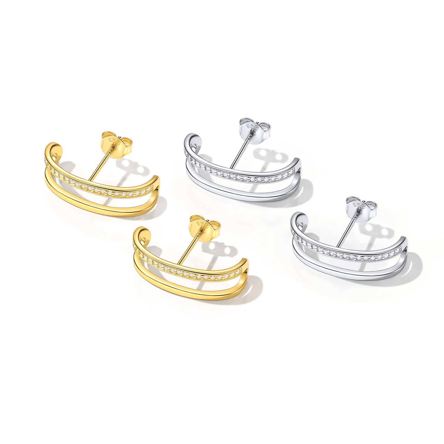 Sterling Silver Double C Wrap Earrings Stud Earrings for Her