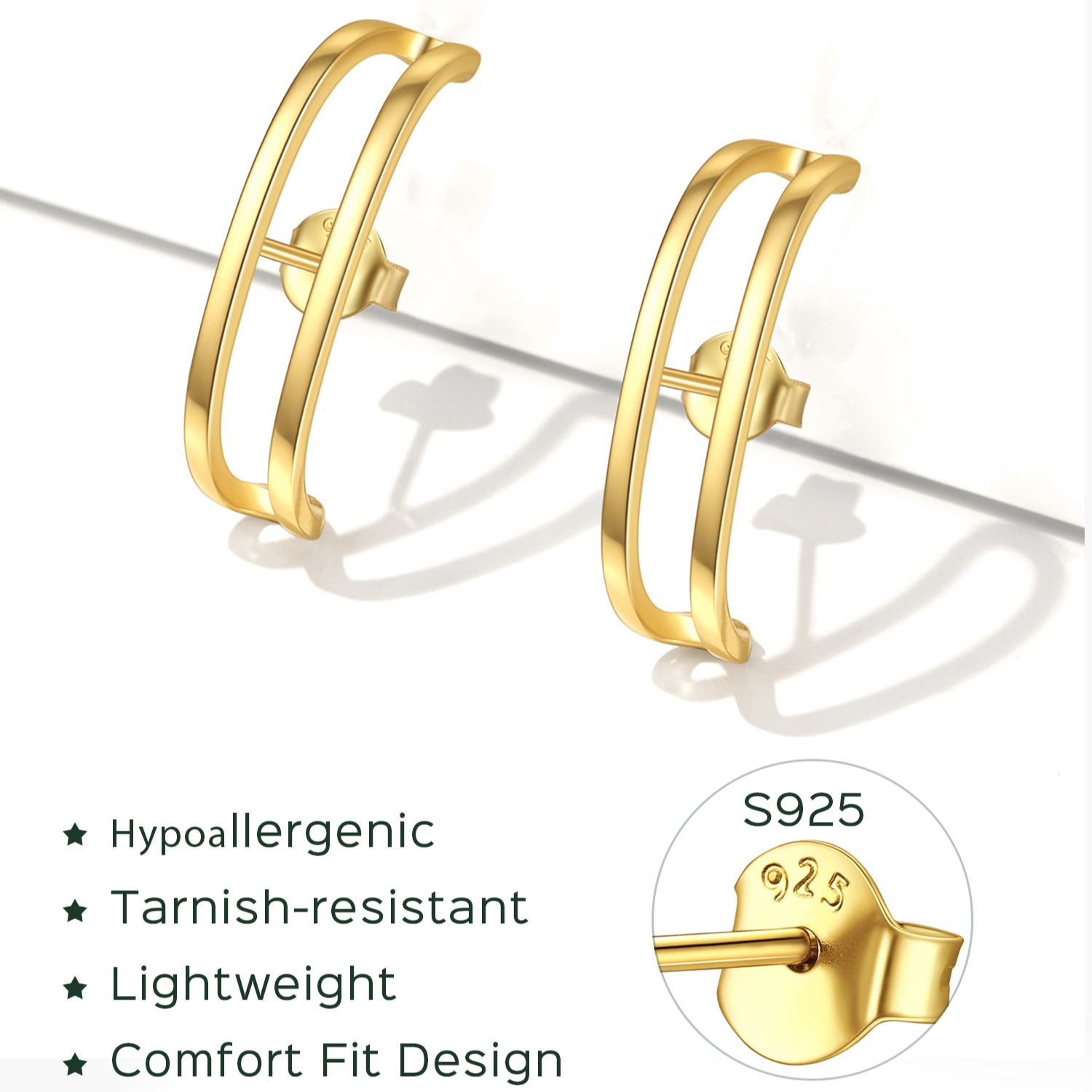 Sterling Silver Double C Wrap Earrings Stud Earrings for Her