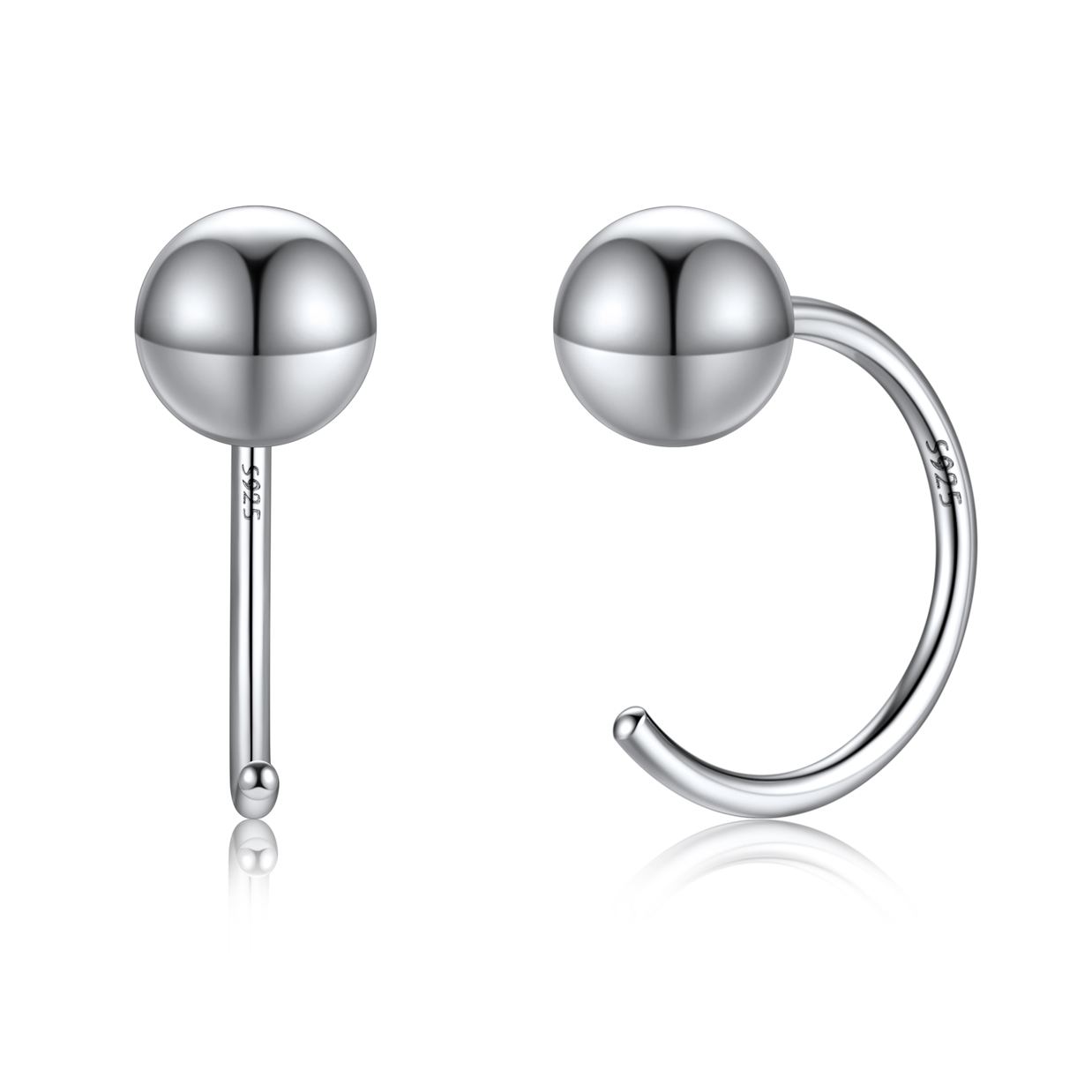 Sterling Silver 5mm Half Circle Huggie Earrings for Women