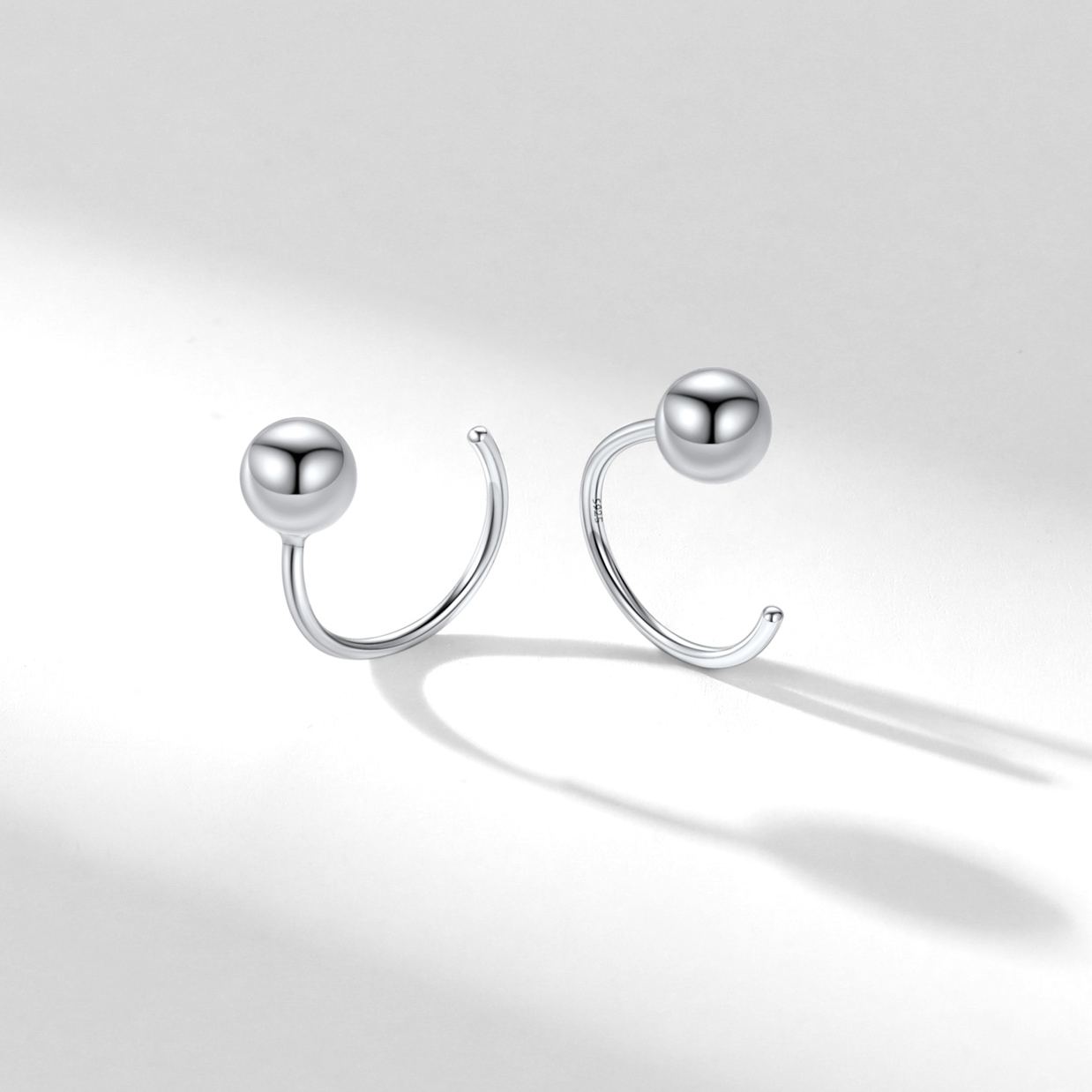 Sterling Silver 5mm Half Circle Huggie Earrings for Women