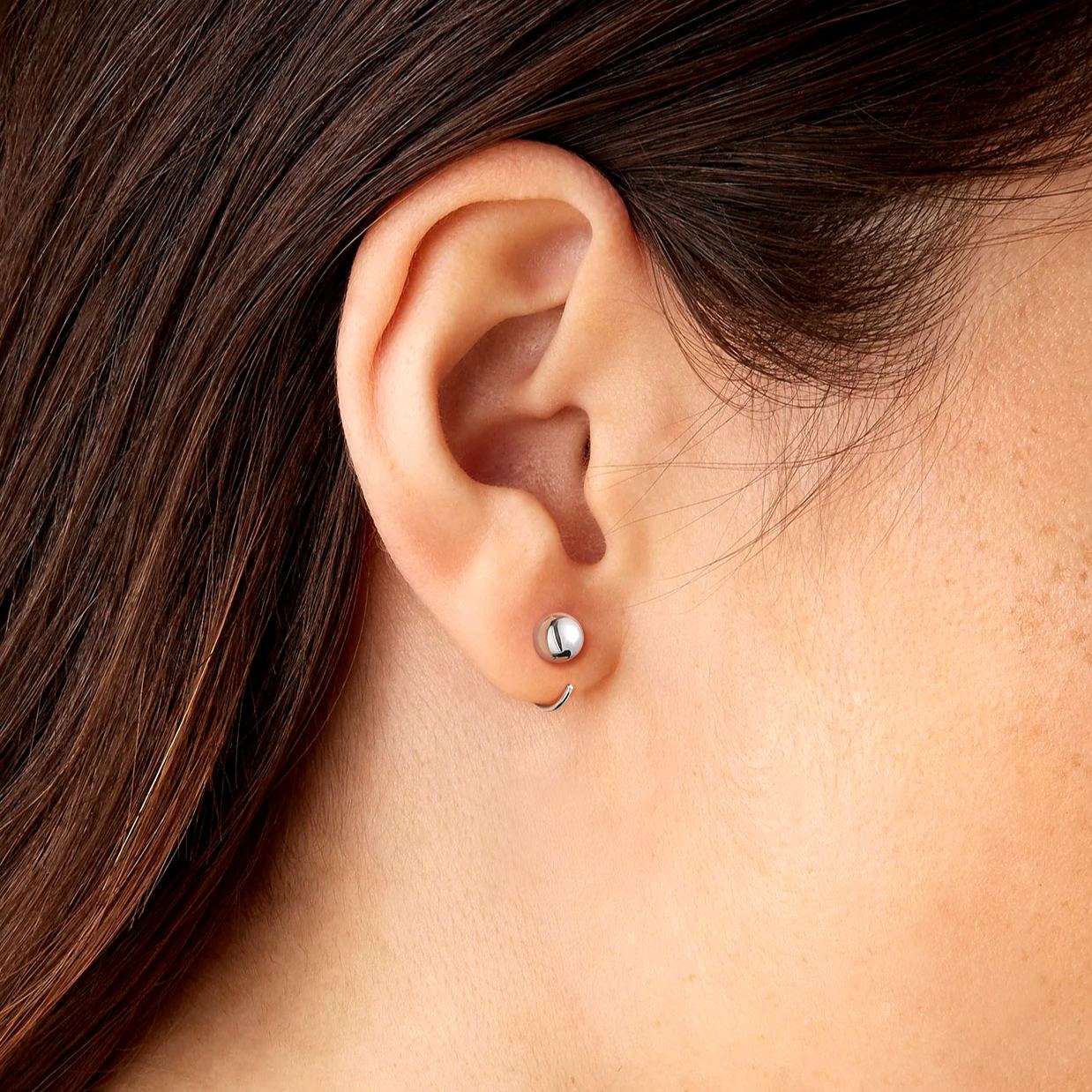 Sterling Silver 5mm Half Circle Huggie Earrings for Women