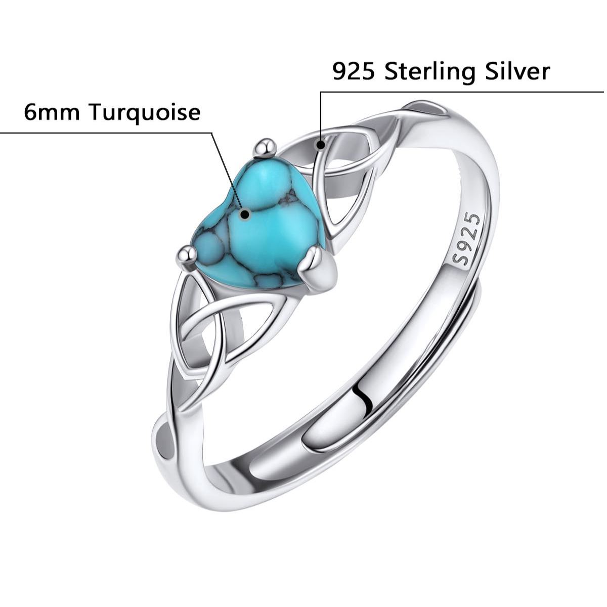 Sterling Silver Celtic Knot Turquoise Adjustable Ring For Her