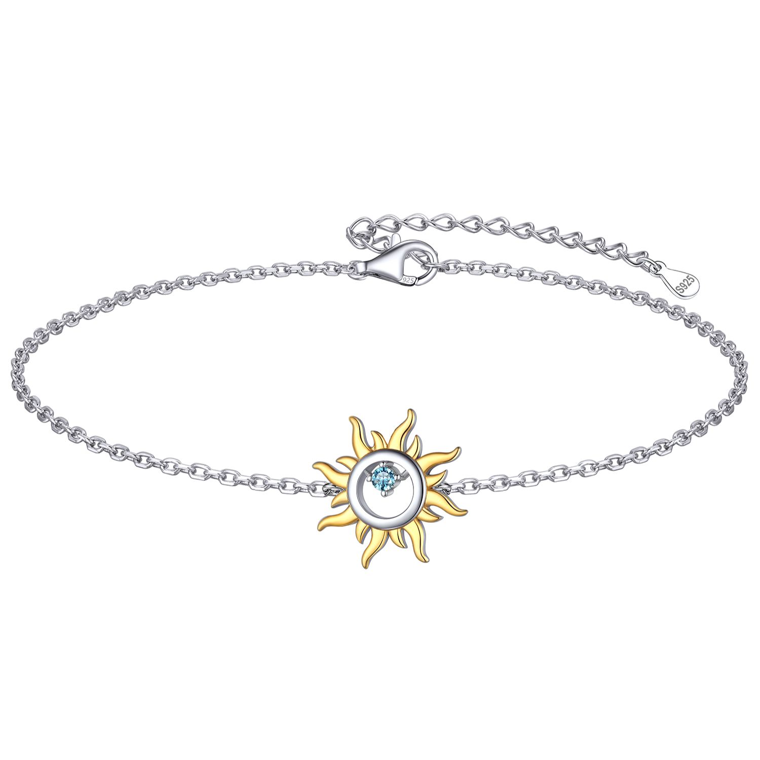 Dainty Blue Cubic Zirconia & Sun Anklets
