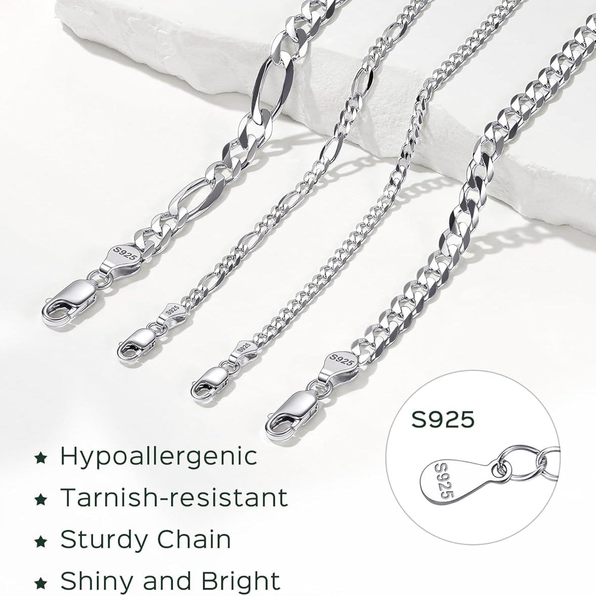 Sterling Silver Heart Link Chain Anklets
