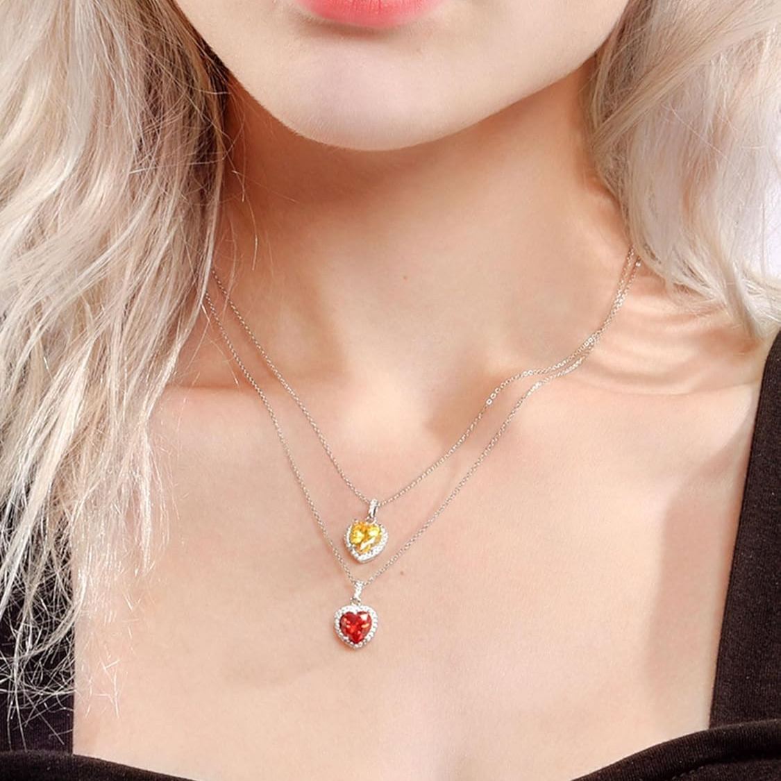 Heart Birthstone With Cubic Zirconia Necklace