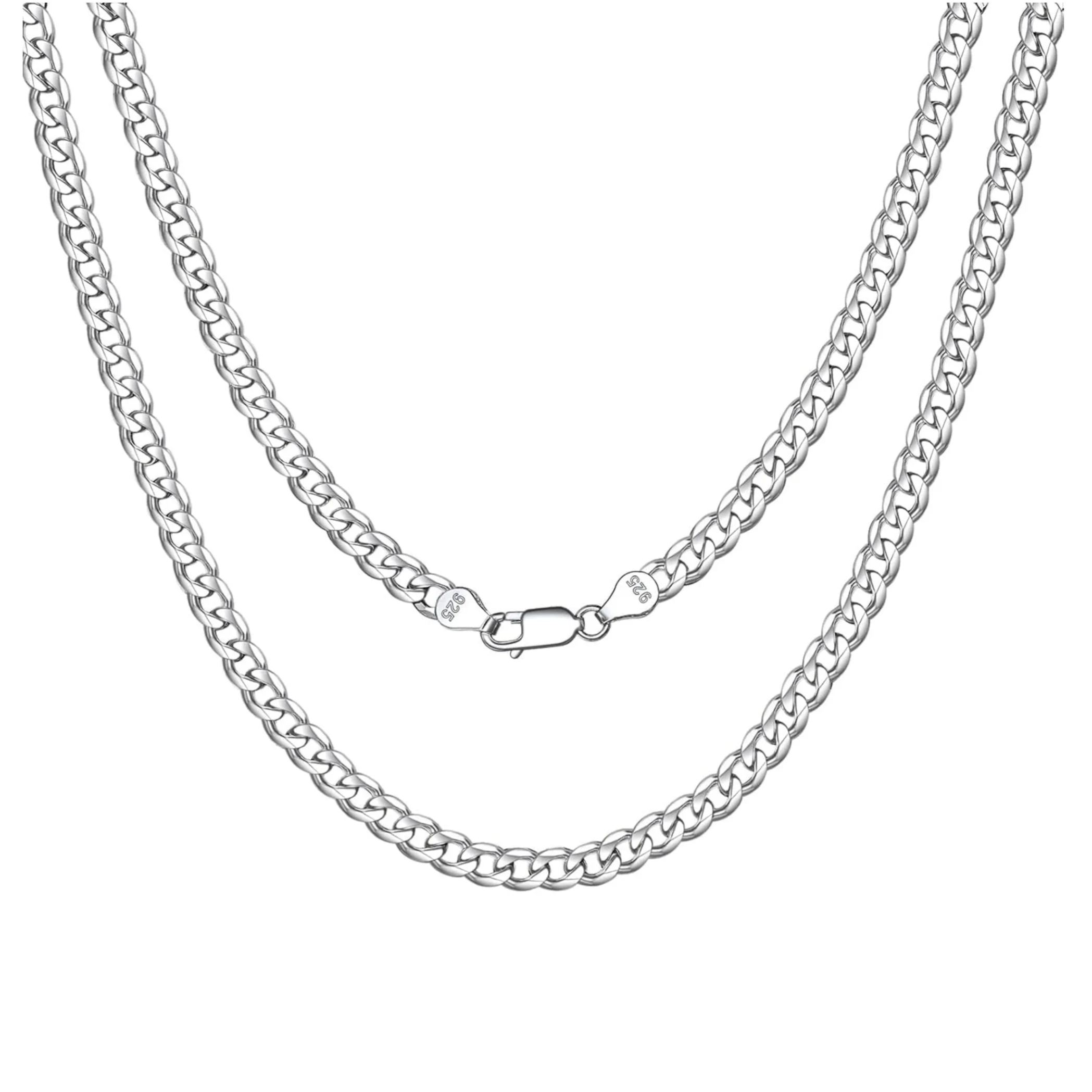 5mm Solid 925 Sterling Silver Cuban Link Chain Necklace