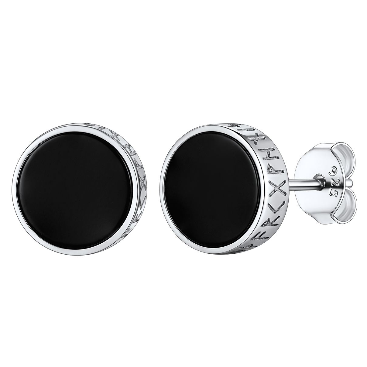 Black Onyx with Viking Rune Stud Earrings