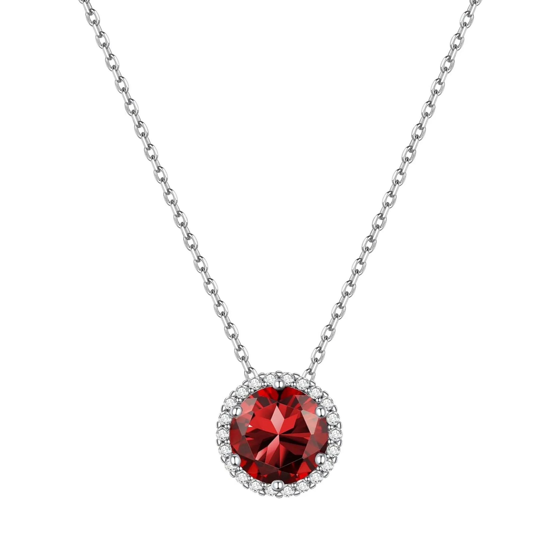 Round Cut Birthstone with Cubic Zirconia Necklace
