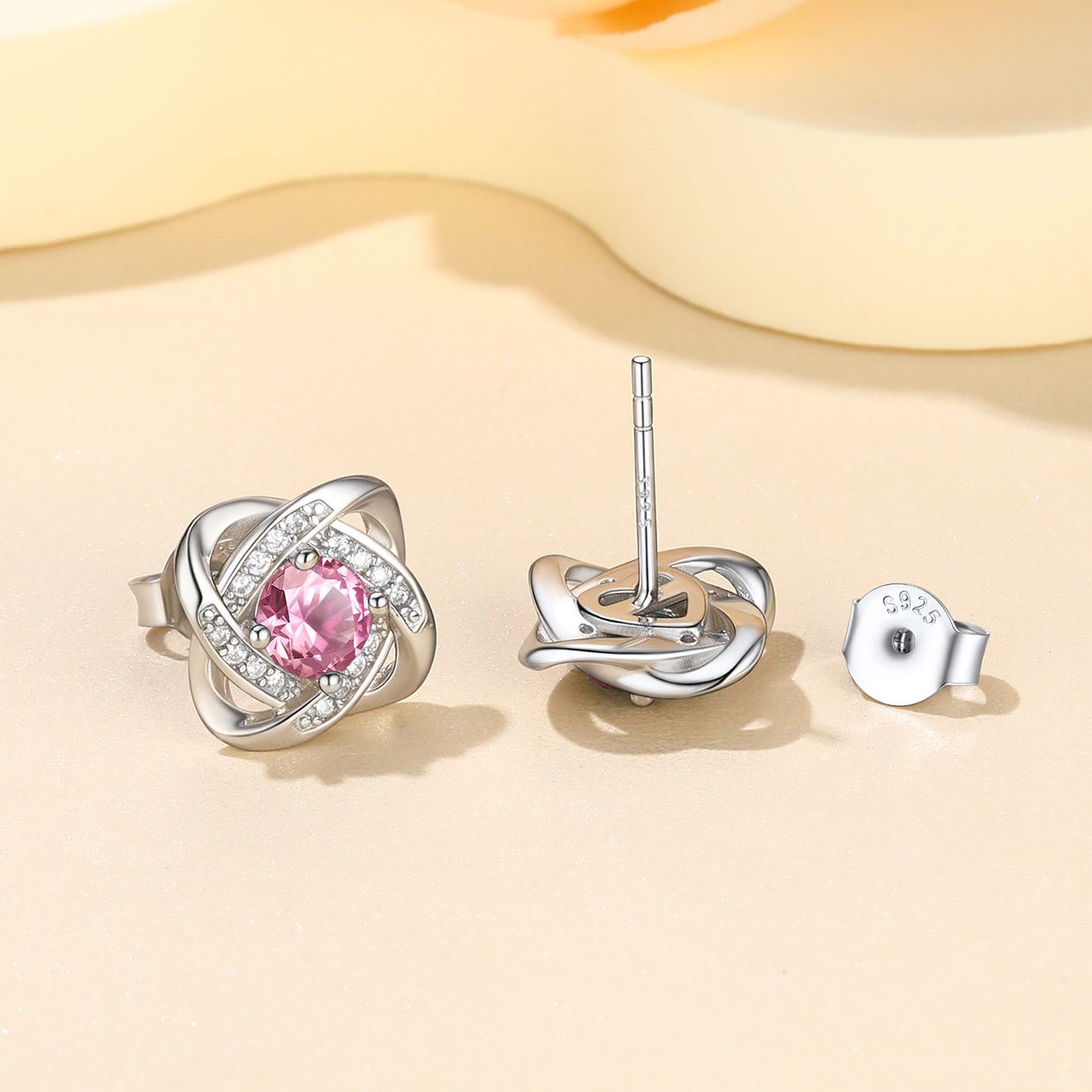 Love Knot Birthstone Stud Earrings for Her