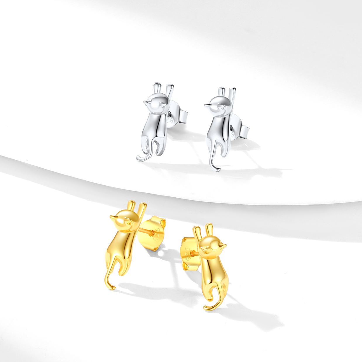 Lovely Cat Stretching Stud Earrings For Her,Kid