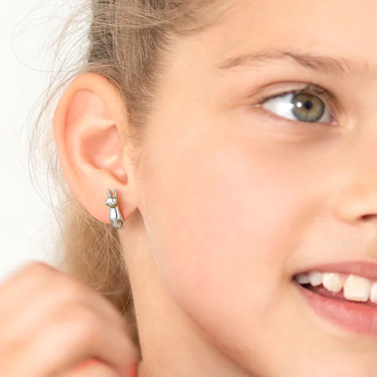 Lovely Cat Stretching Stud Earrings For Her,Kid