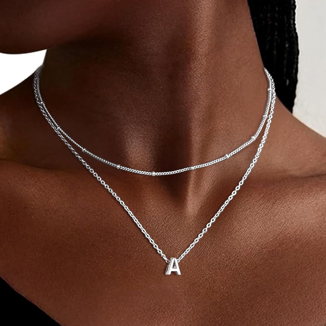 Dainty Layered Initial Necklace for Women