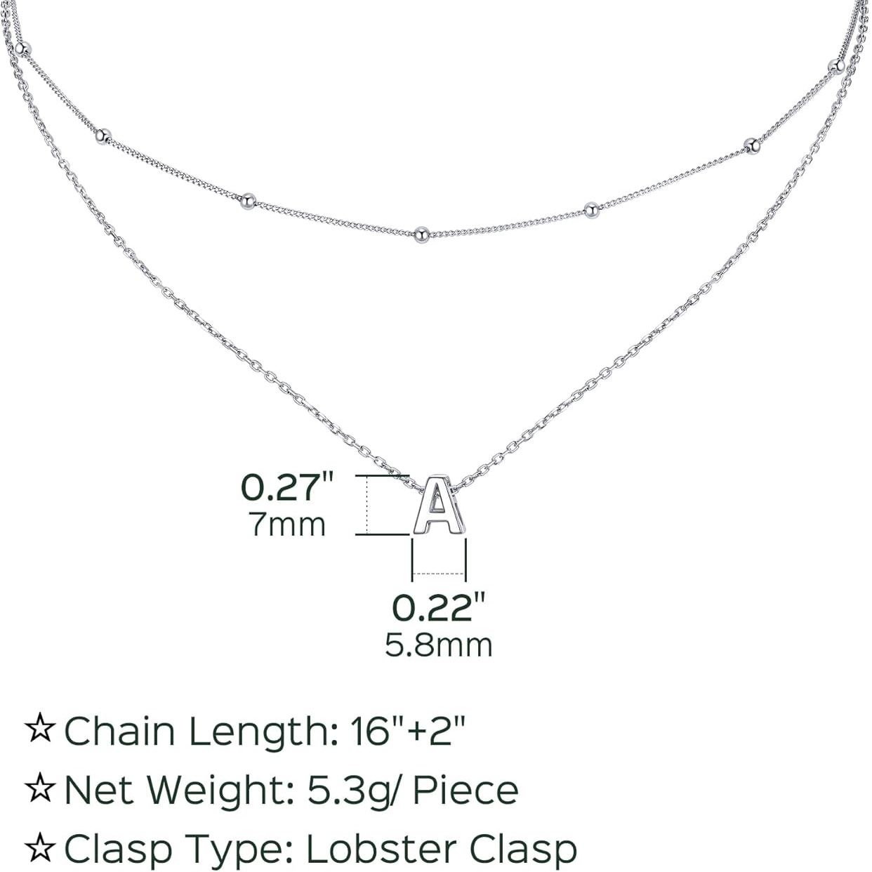 Dainty Layered Initial Necklace Details: Dimensions, Hypoallergenic, Lobster-Claw-Clasps